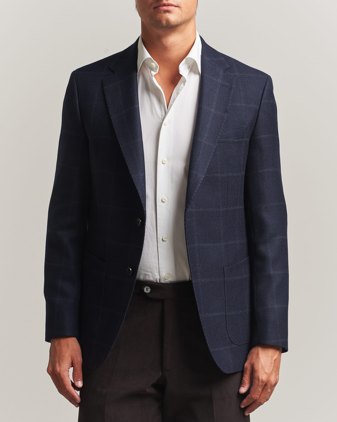 Herr | Kavajer | BOSS BLACK | Hutson Checked Wool Blazer Dark Blue