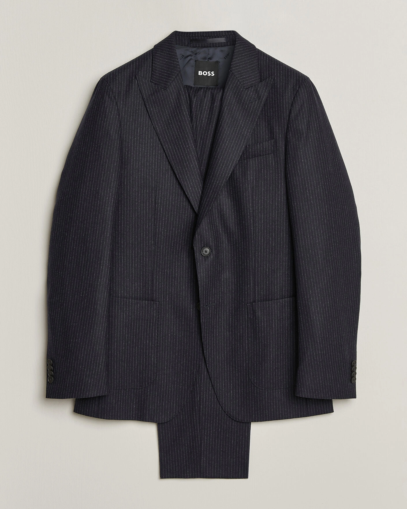 Herr | Kostymer | BOSS BLACK | Huge Wool Pinstriped Suit Dark Blue