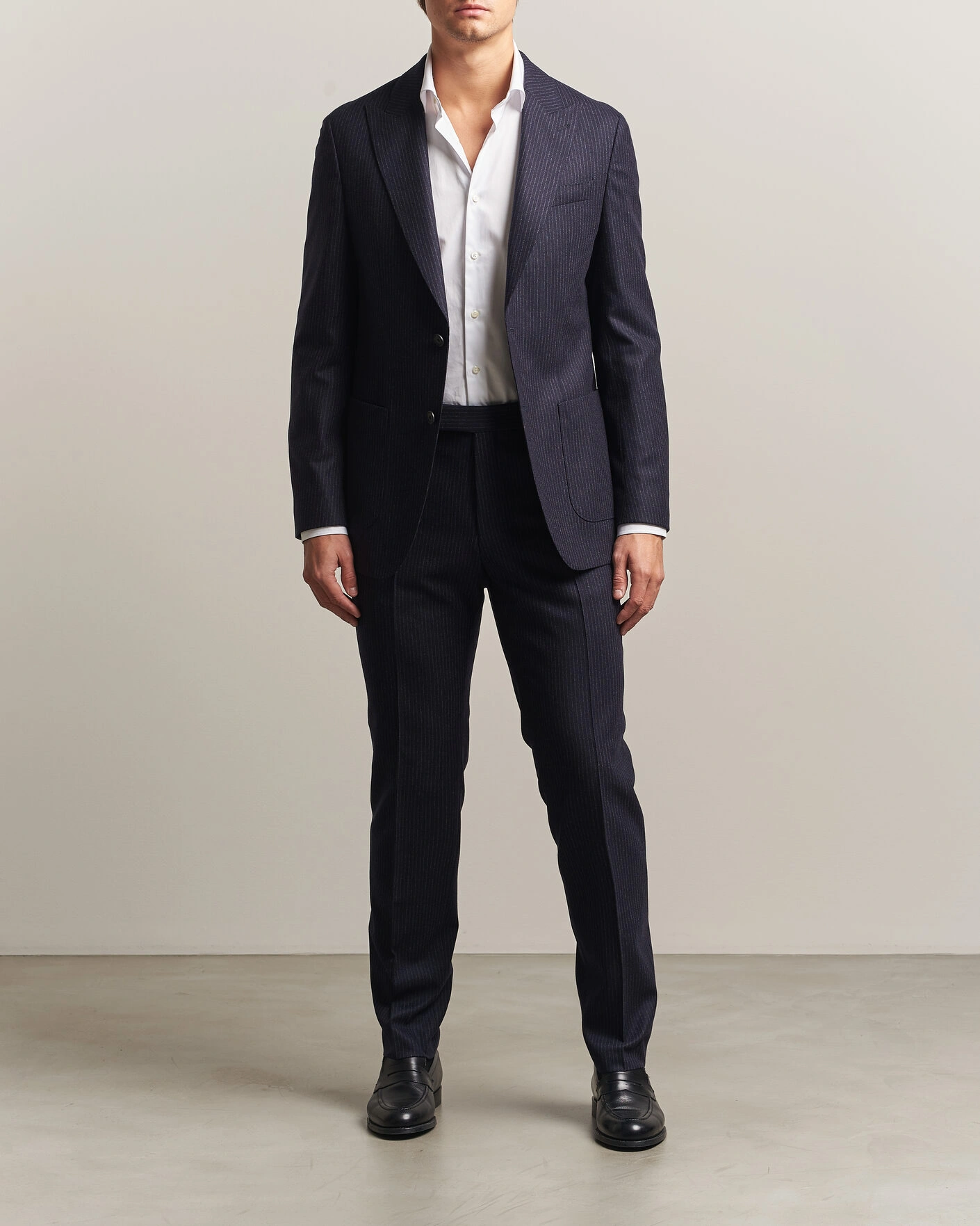 Herr | Kostymer | BOSS BLACK | Huge Wool Pinstriped Suit Dark Blue