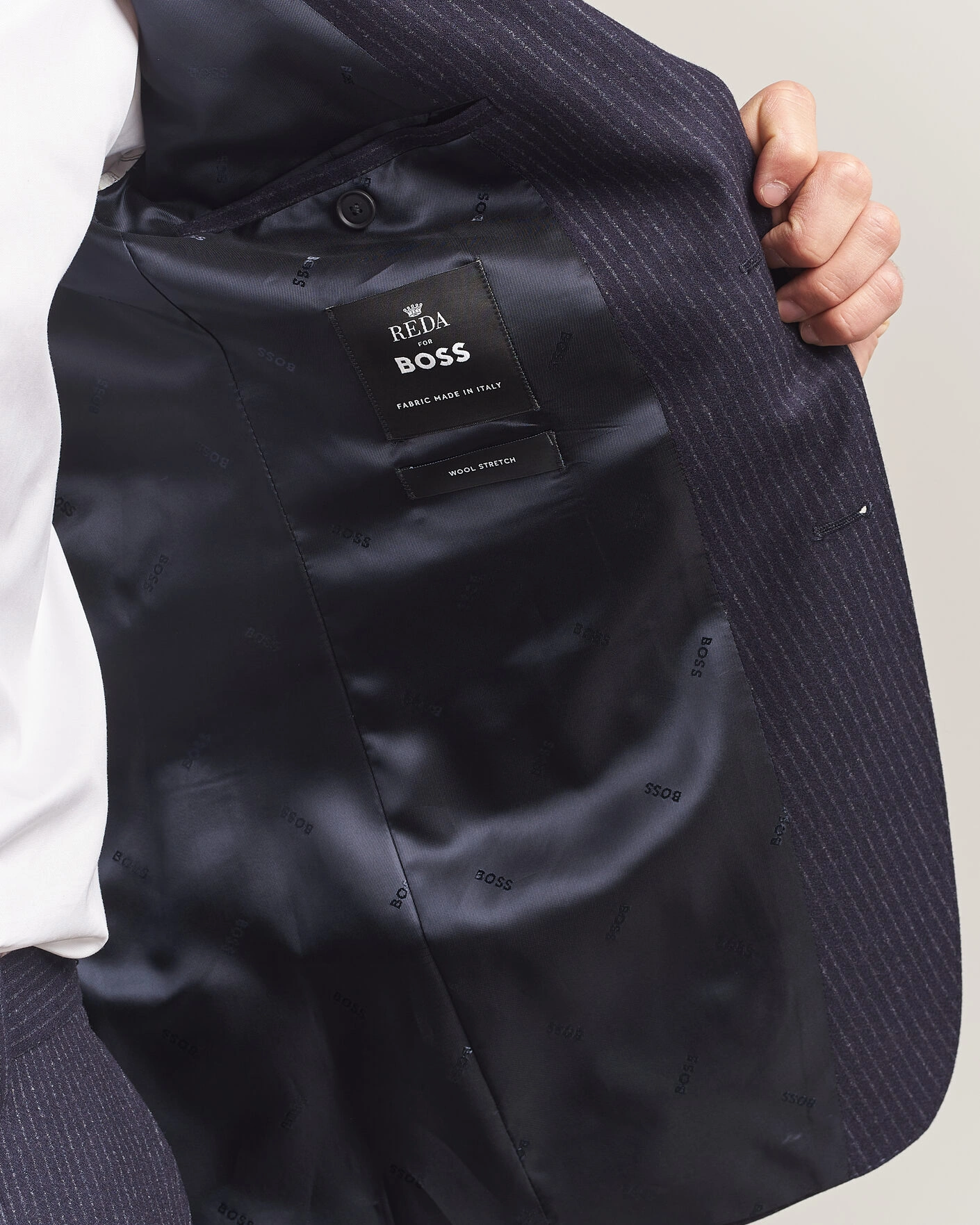 Herr | Kostymer | BOSS BLACK | Huge Wool Pinstriped Suit Dark Blue