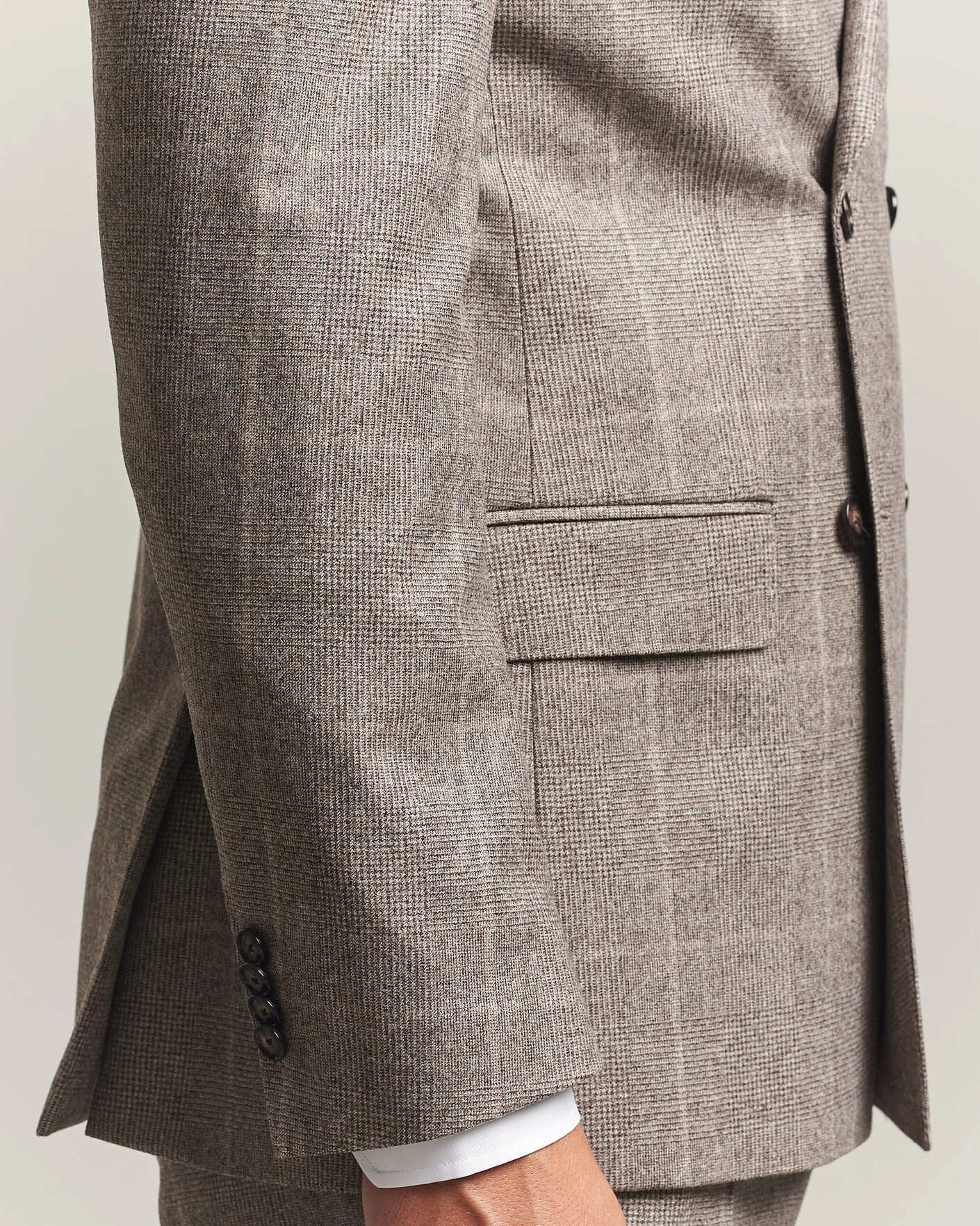 Herr | Kostymer | BOSS BLACK | Huge Wool Checked Double Breasted Suit Open Brown