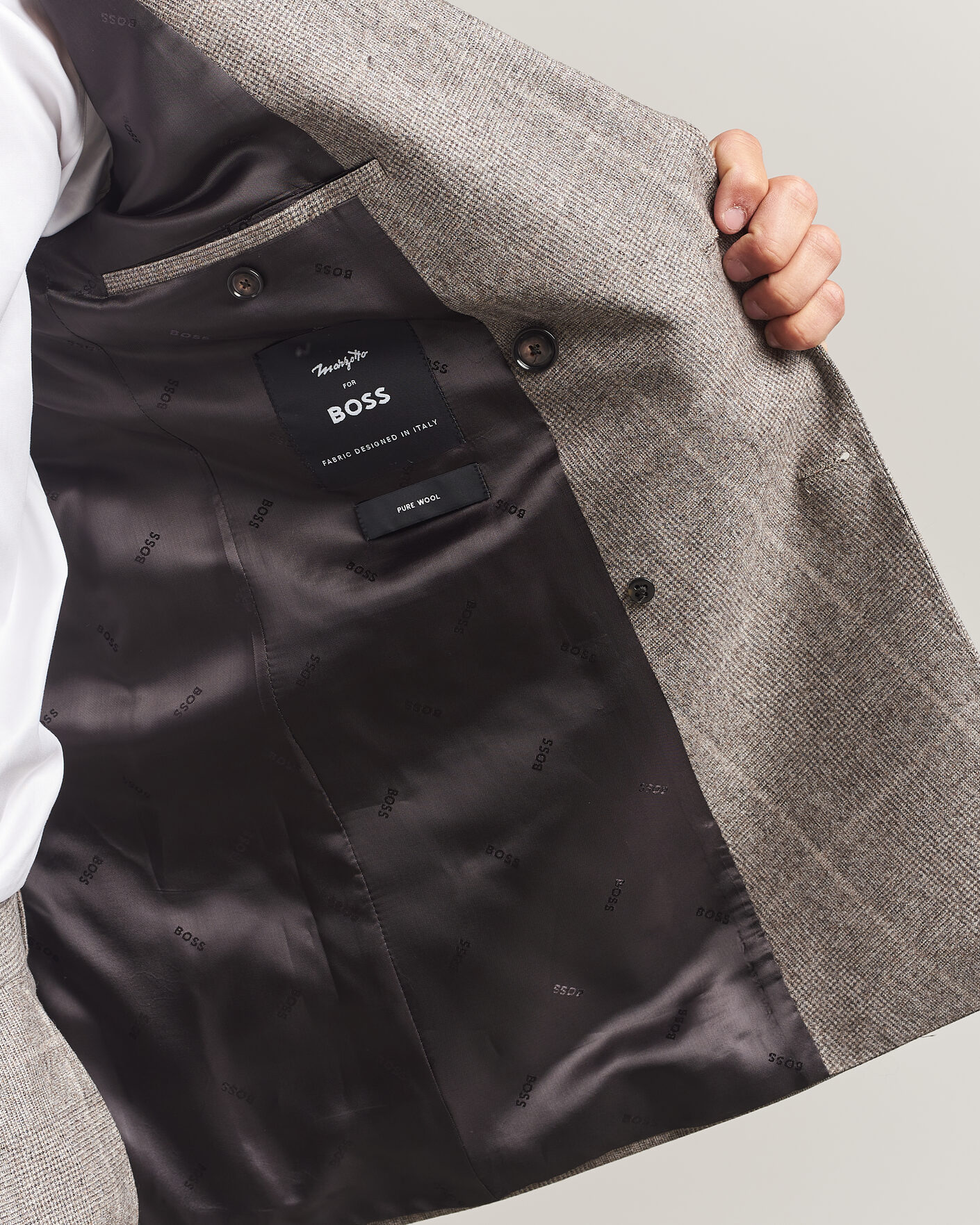 Herr | Kostymer | BOSS BLACK | Huge Wool Checked Double Breasted Suit Open Brown