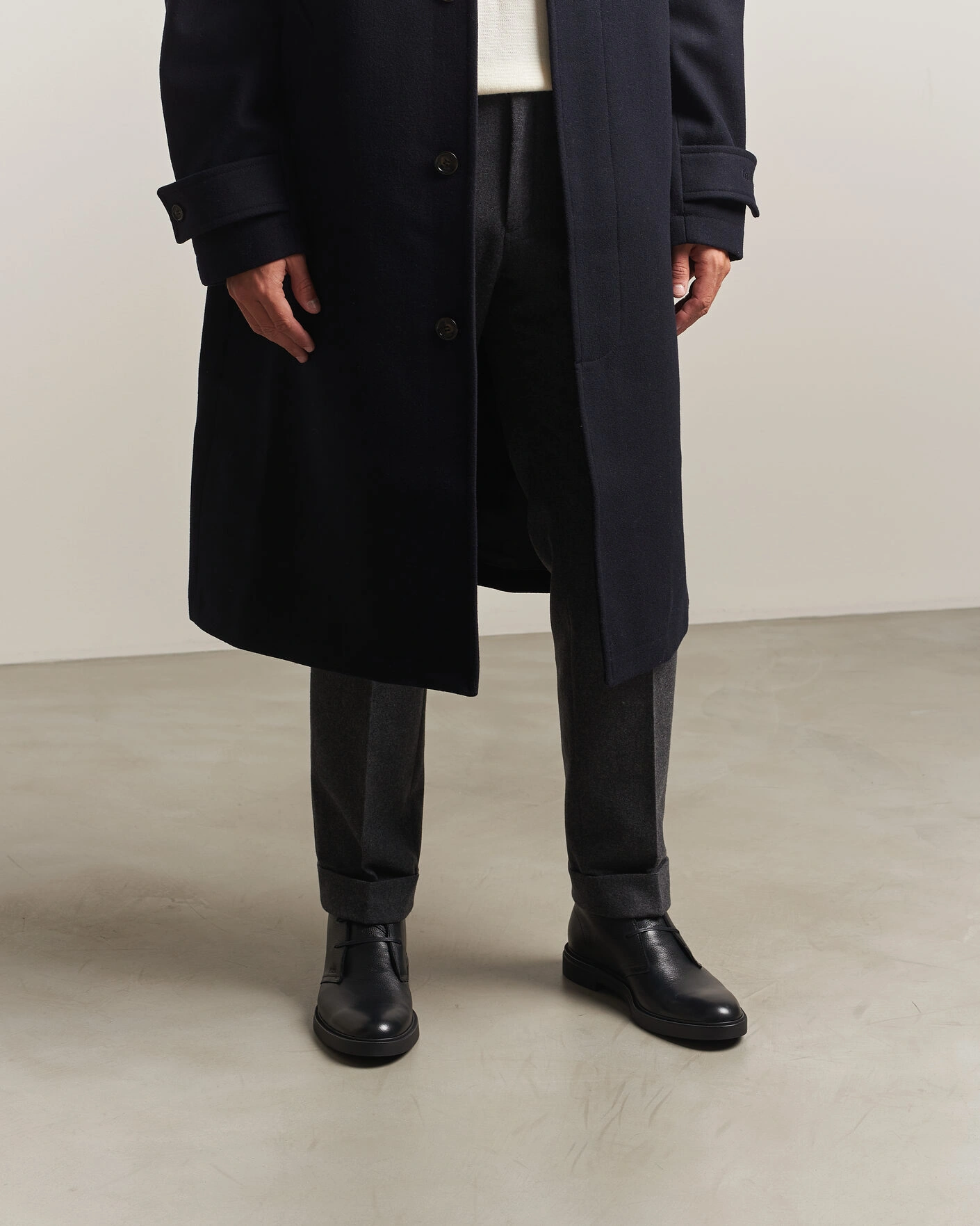 Herr | Kängor | BOSS BLACK | Calev Grained Leather Chukka Boot Black