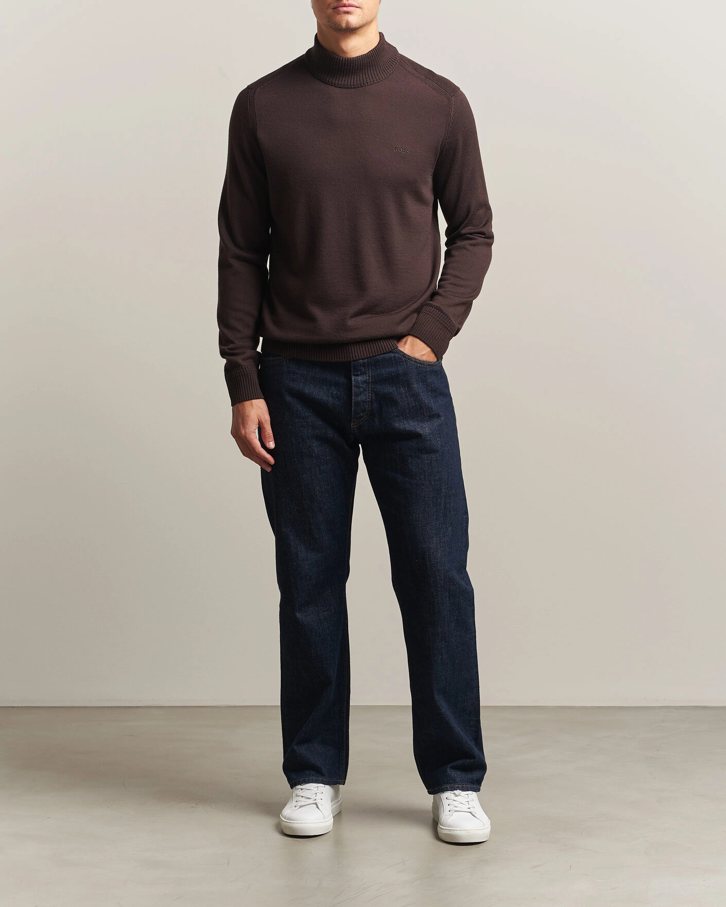 Herr | Tröjor | BOSS ORANGE | Avac Knitted Turtleneck Dark Brown
