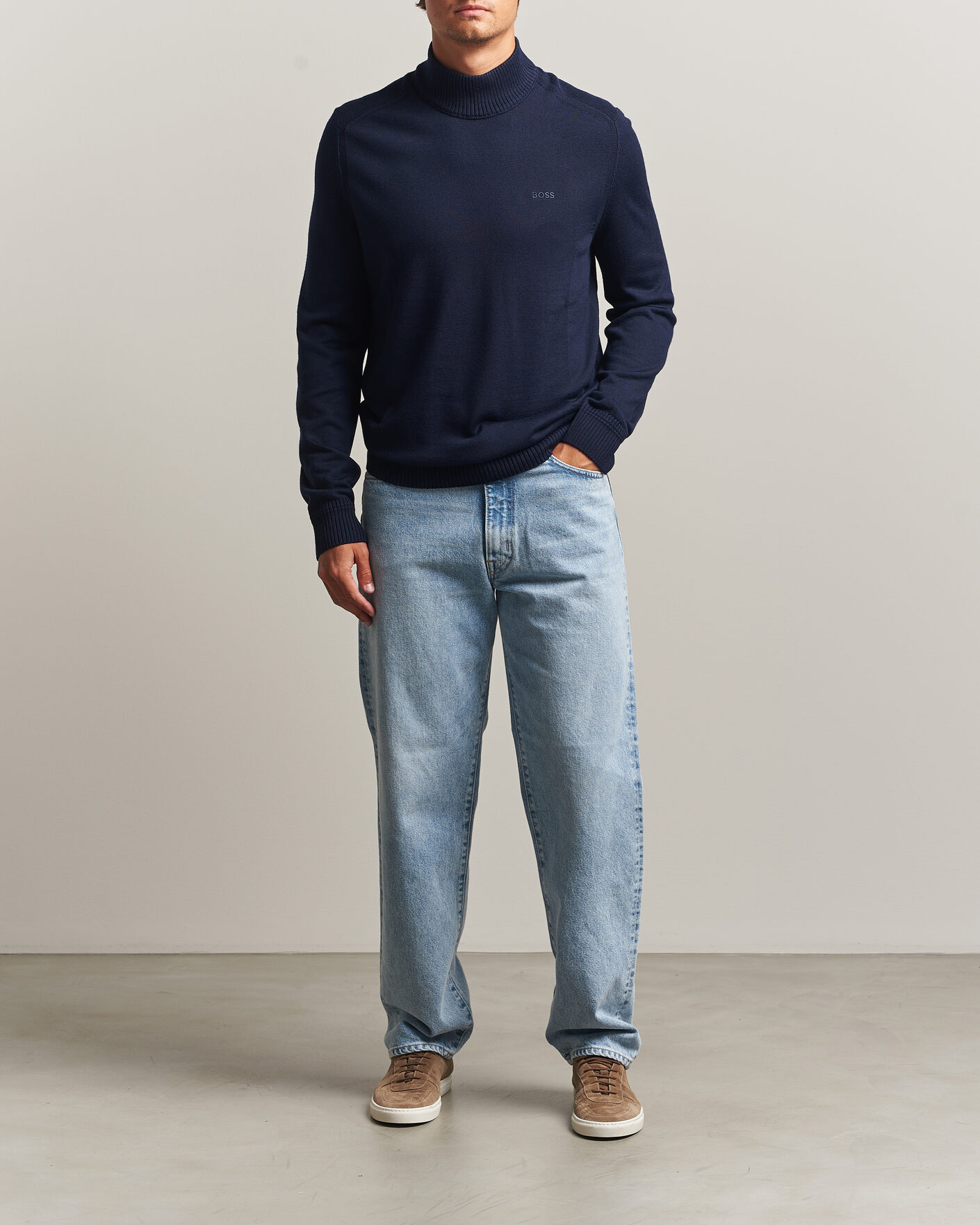 Herr | Tröjor | BOSS ORANGE | Avac Knitted Turtleneck Dark Blue