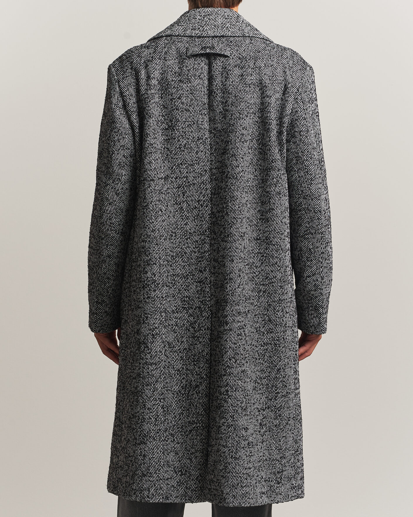 Herr | Jackor | HUGO | Milas Herringbone Double Breasted Coat Dark Grey
