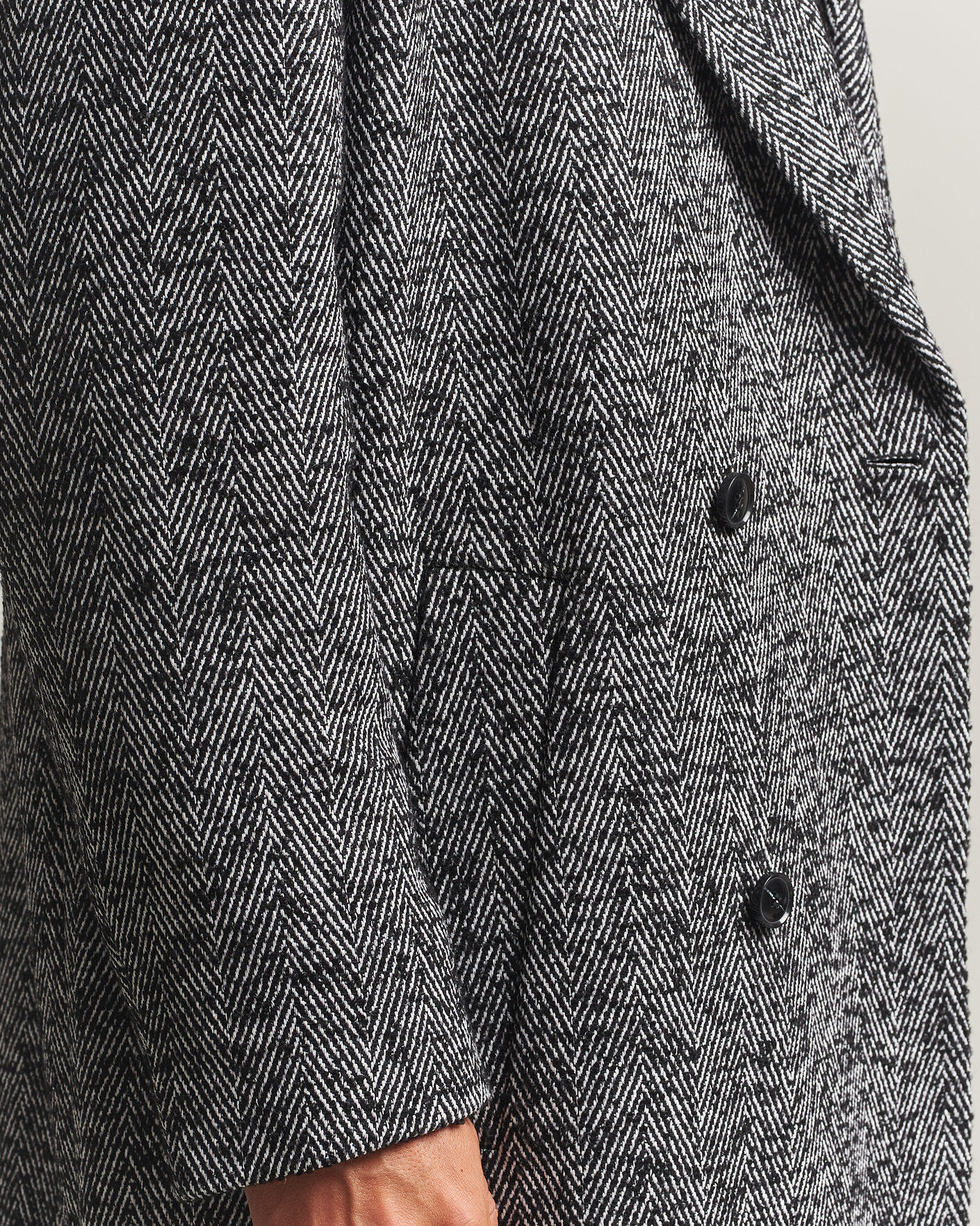 Herr | Jackor | HUGO | Milas Herringbone Double Breasted Coat Dark Grey