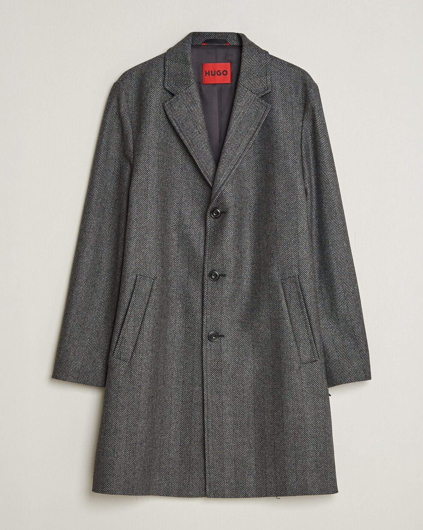Herr | Jackor | HUGO | Malte Herringbone Coat Dark Grey