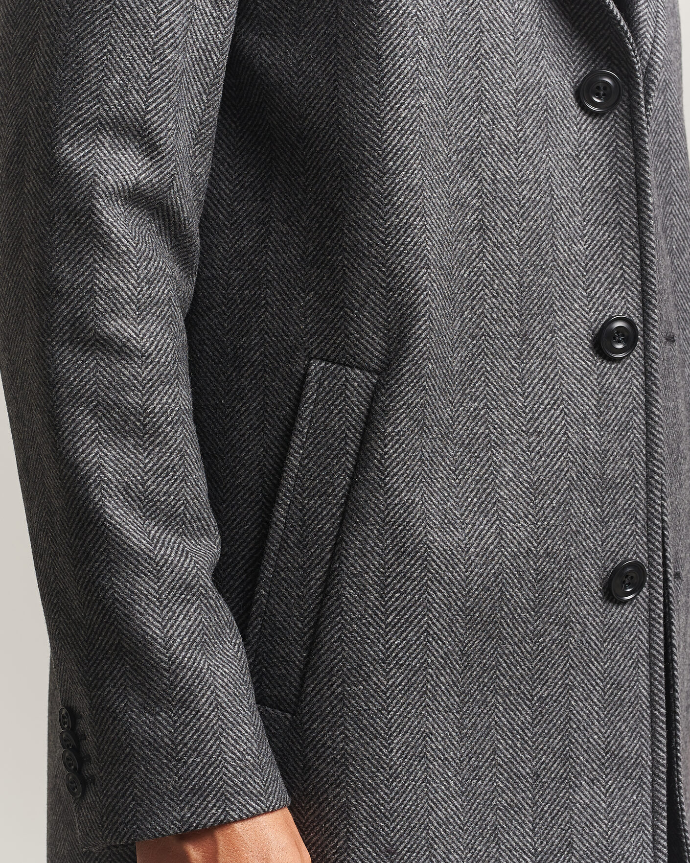 Herr | Jackor | HUGO | Malte Herringbone Coat Dark Grey