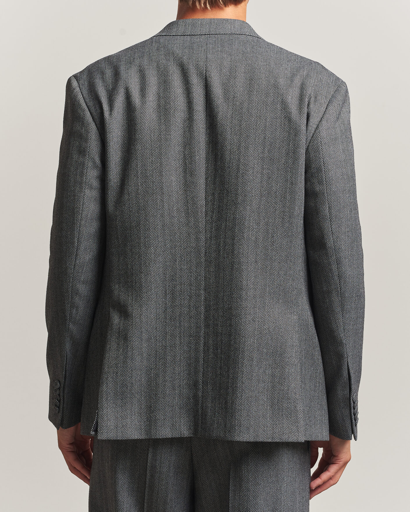 Herr | Kavajer | HUGO | Karlo Herringbone Double Breasted Blazer Dark Grey
