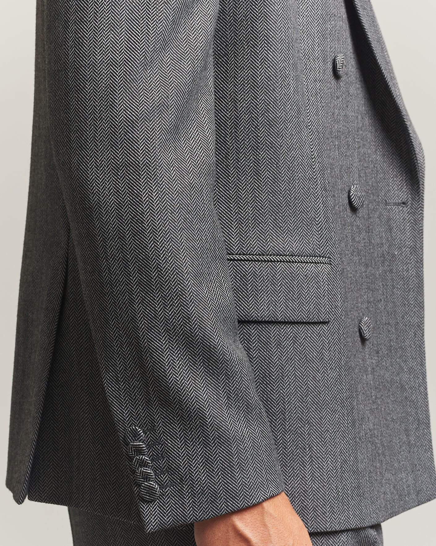 Herr | Kavajer | HUGO | Karlo Herringbone Double Breasted Blazer Dark Grey
