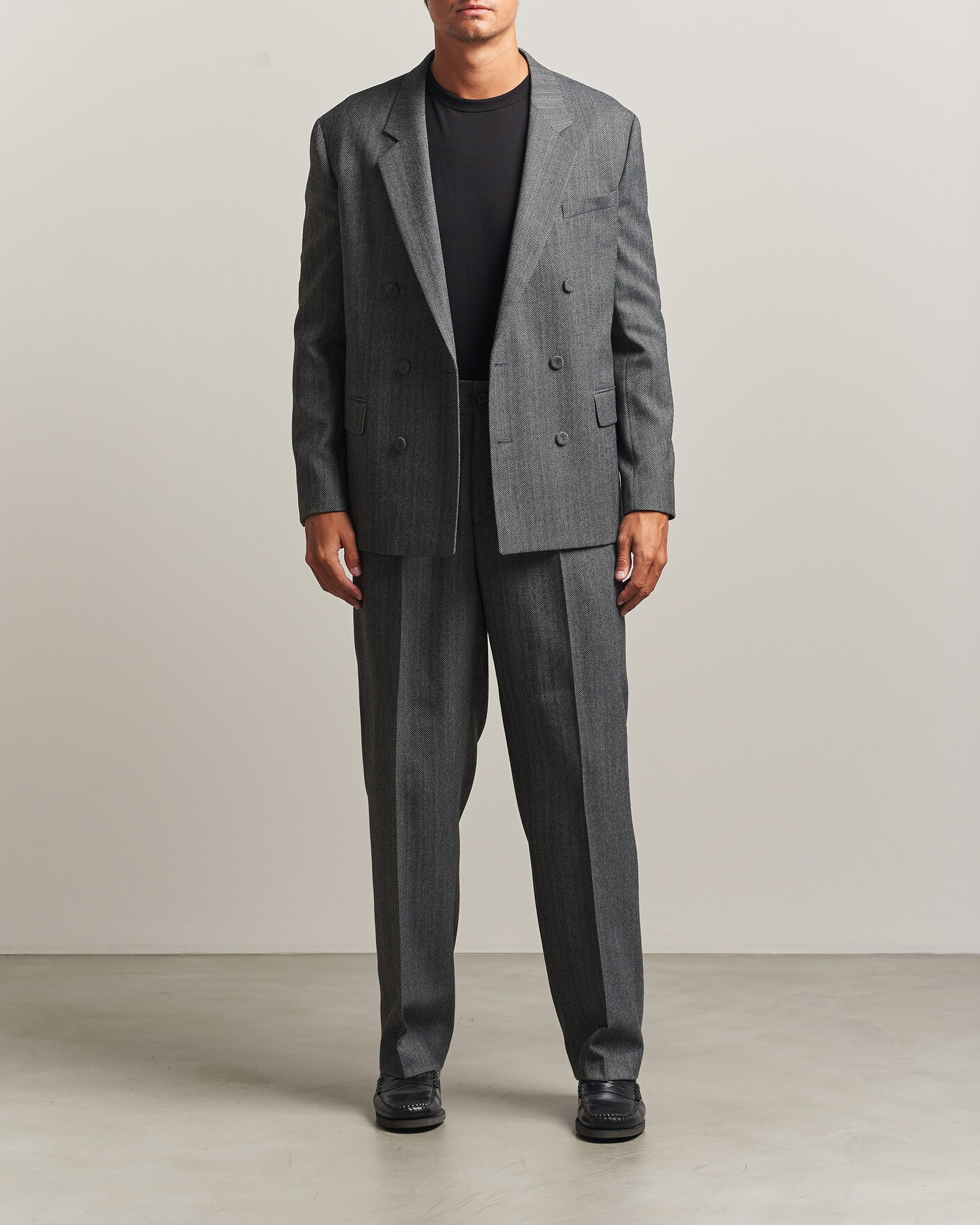 Herr | Byxor | HUGO | Flips Herringbone Suit Trousers Dark Grey