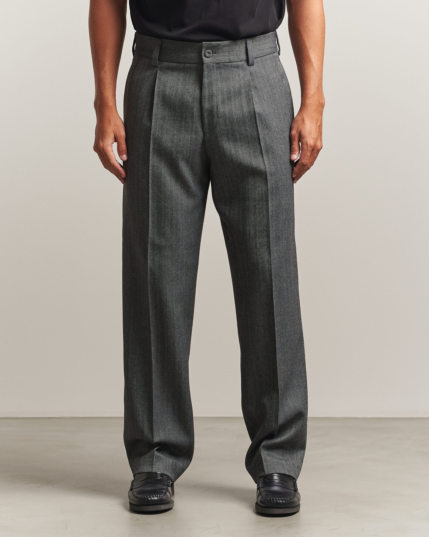 Herr | Byxor | HUGO | Flips Herringbone Suit Trousers Dark Grey