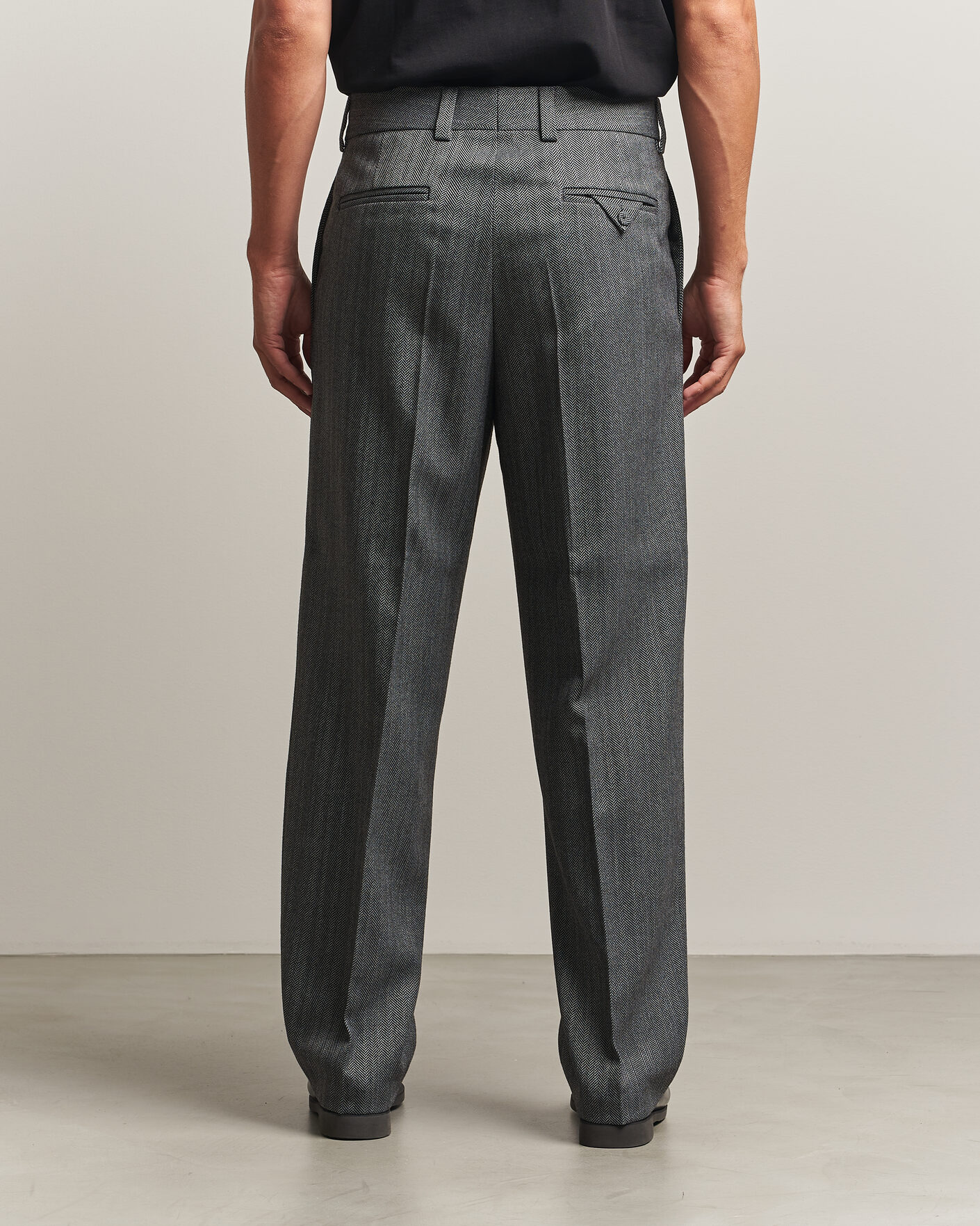 Herr | Byxor | HUGO | Flips Herringbone Suit Trousers Dark Grey