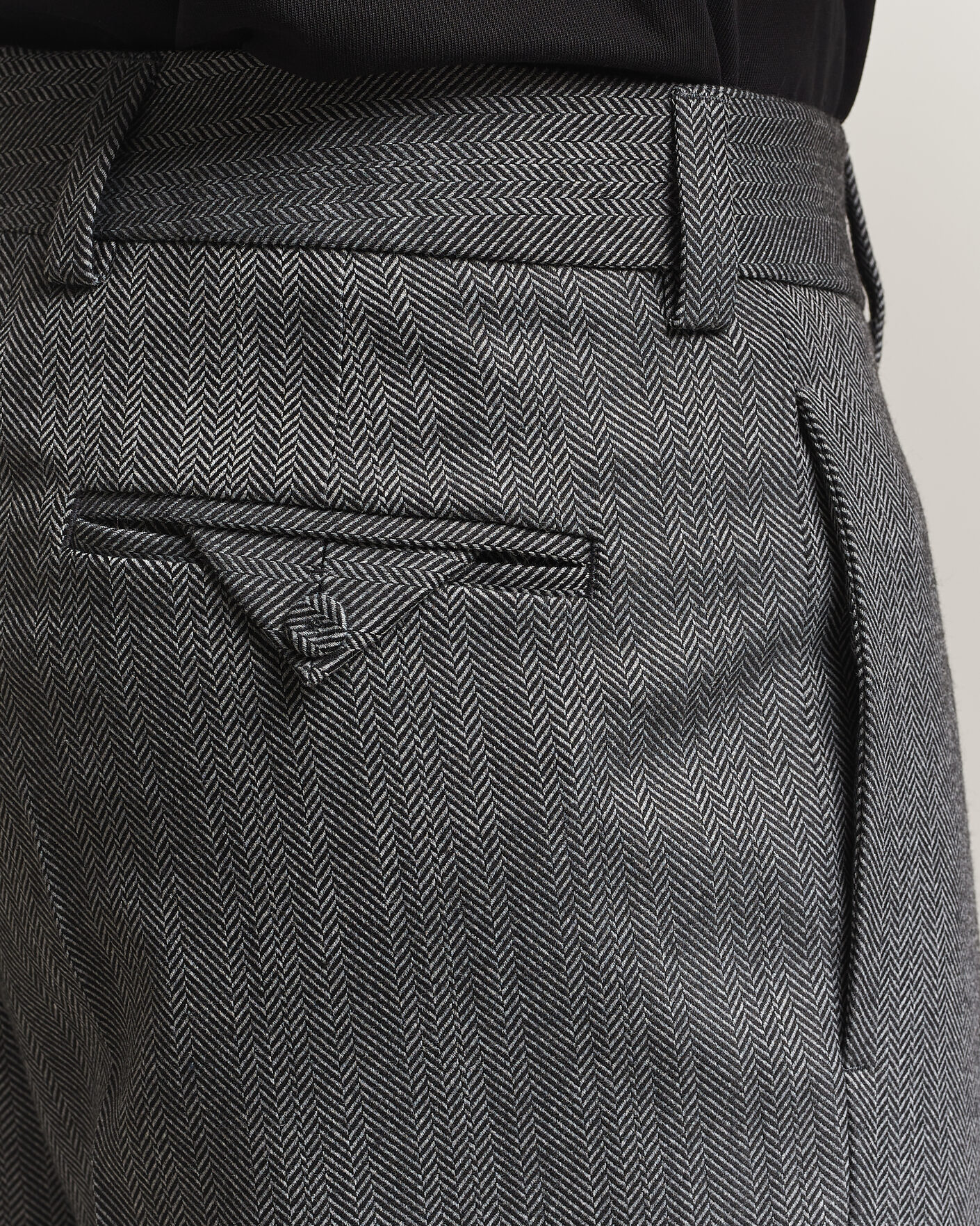 Herr | Byxor | HUGO | Flips Herringbone Suit Trousers Dark Grey