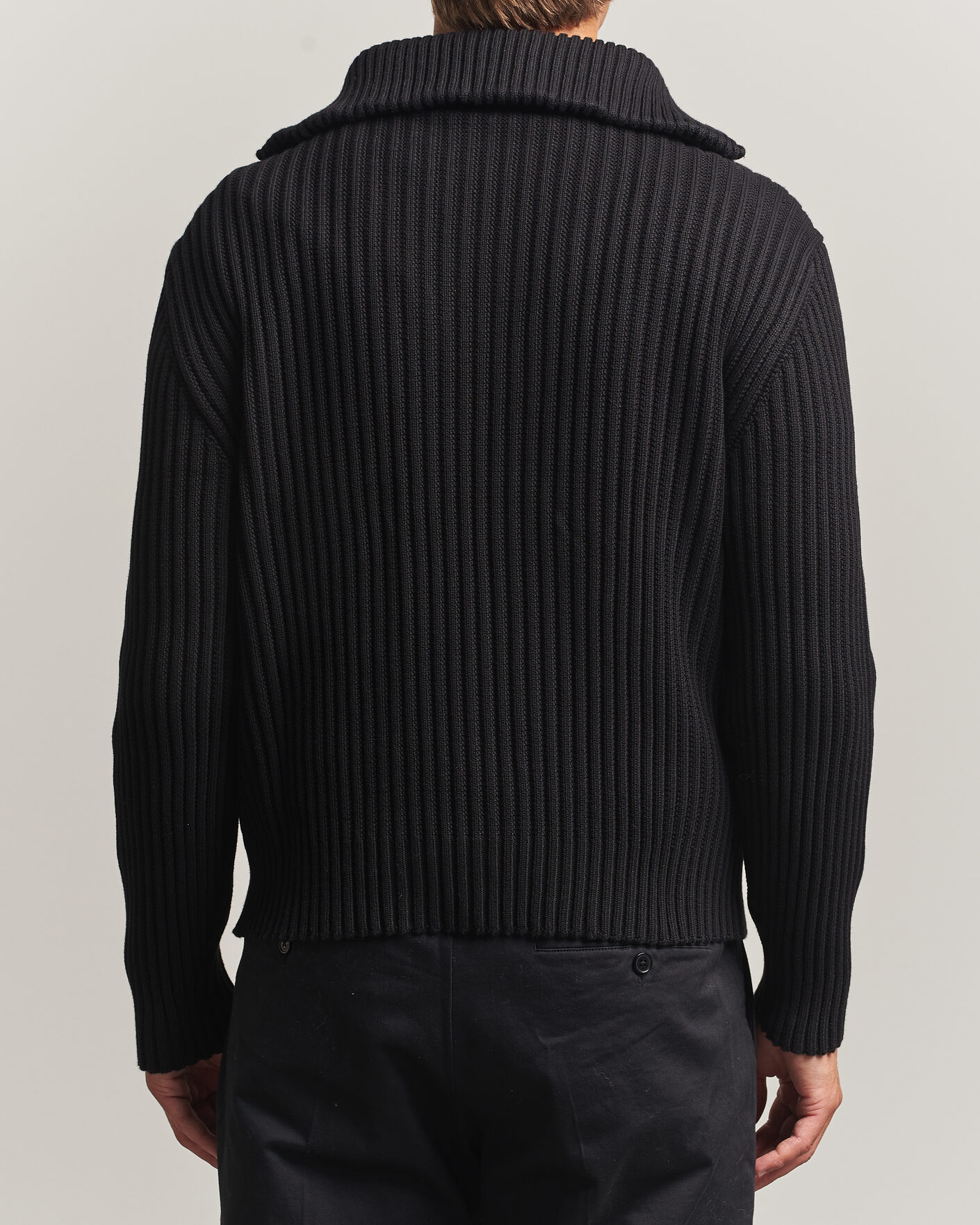 Herr | Tröjor | HUGO | Srtithon Cotton Knitted Half Zip Black