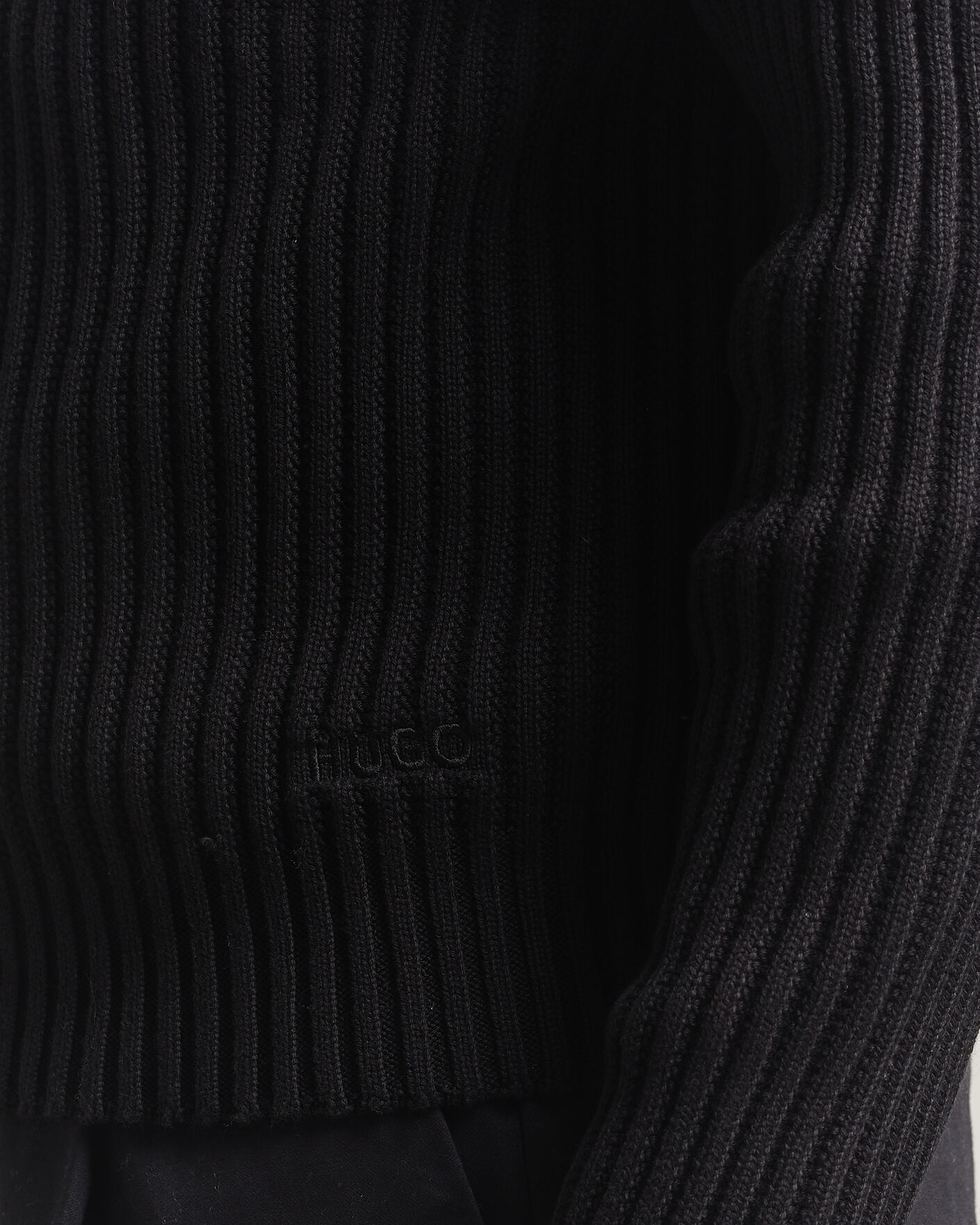 Herr | Tröjor | HUGO | Srtithon Cotton Knitted Half Zip Black