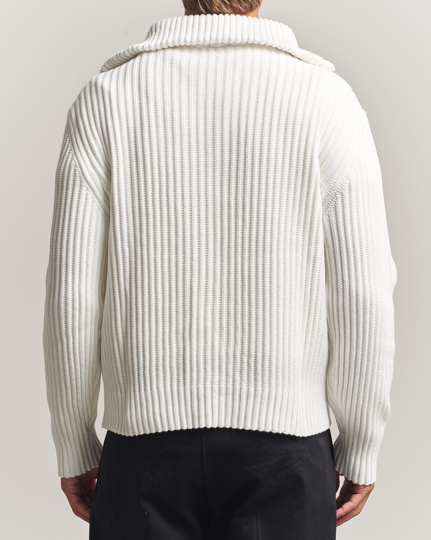 Herr | Tröjor | HUGO | Srtithon Cotton Knitted Half Zip Natural