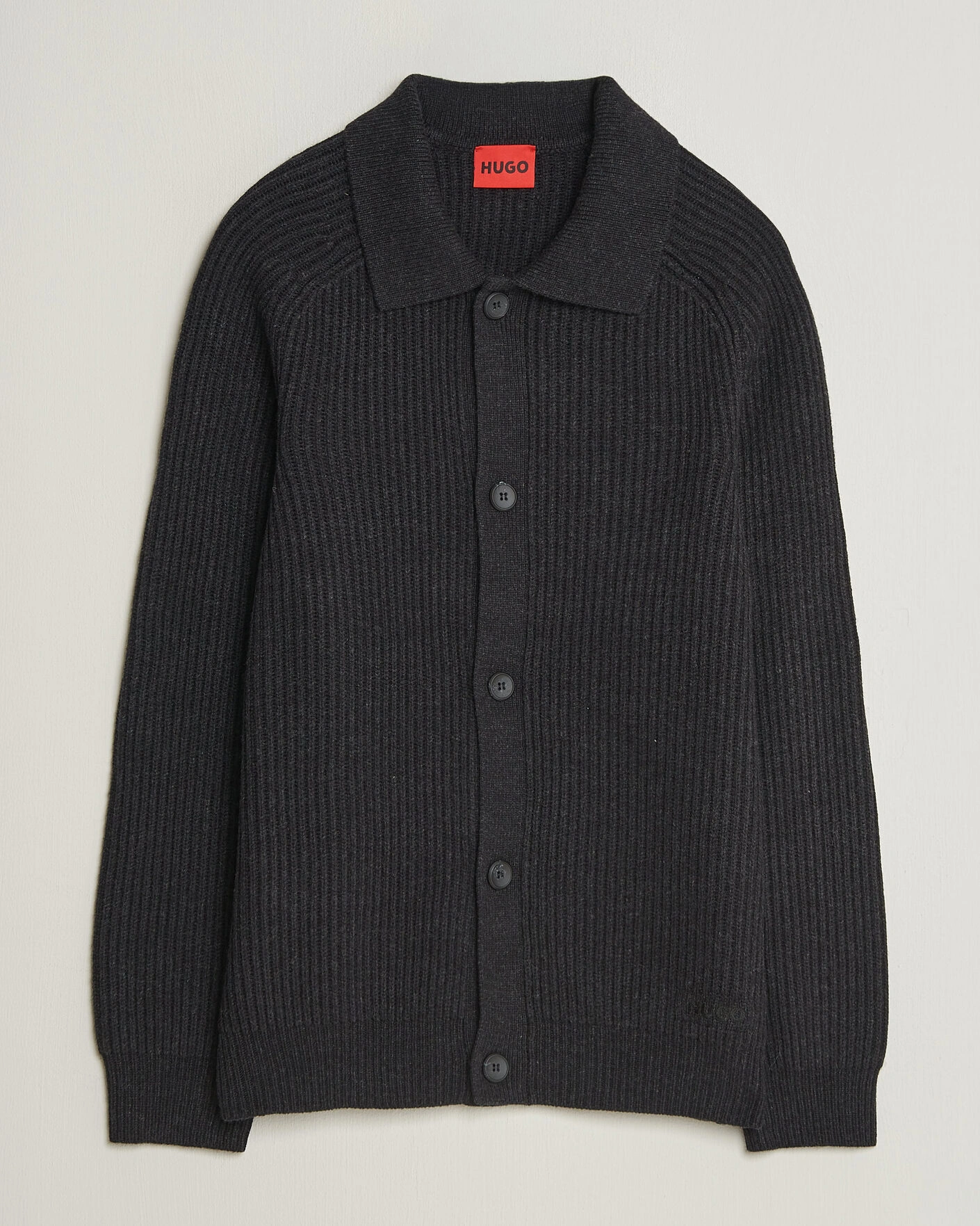 Herr | Tröjor | HUGO | Sardeep Wool Knitted Cardigan Black