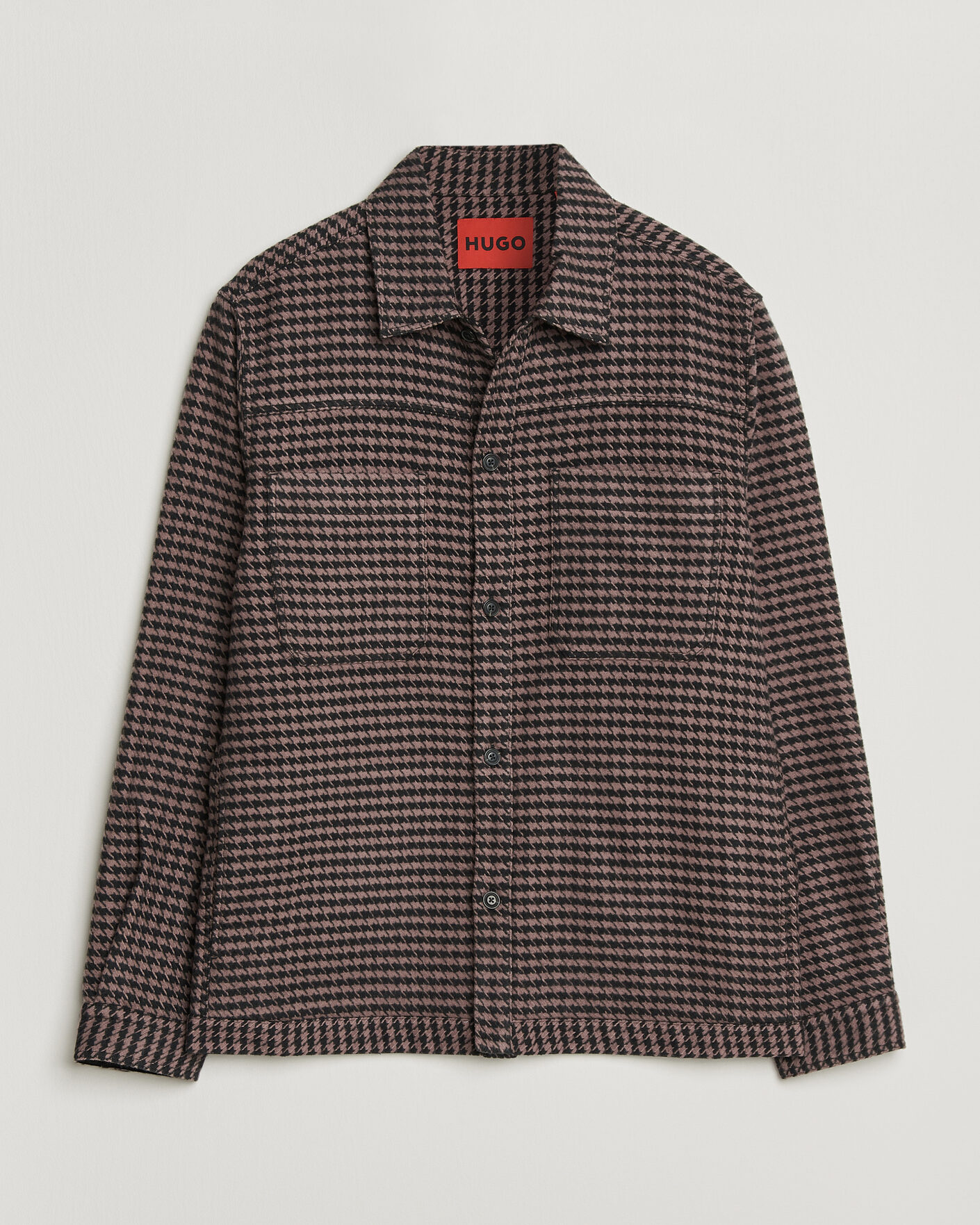 Herr | Skjortor | HUGO | Eniri Houndstooth Overshirt Copper Brown