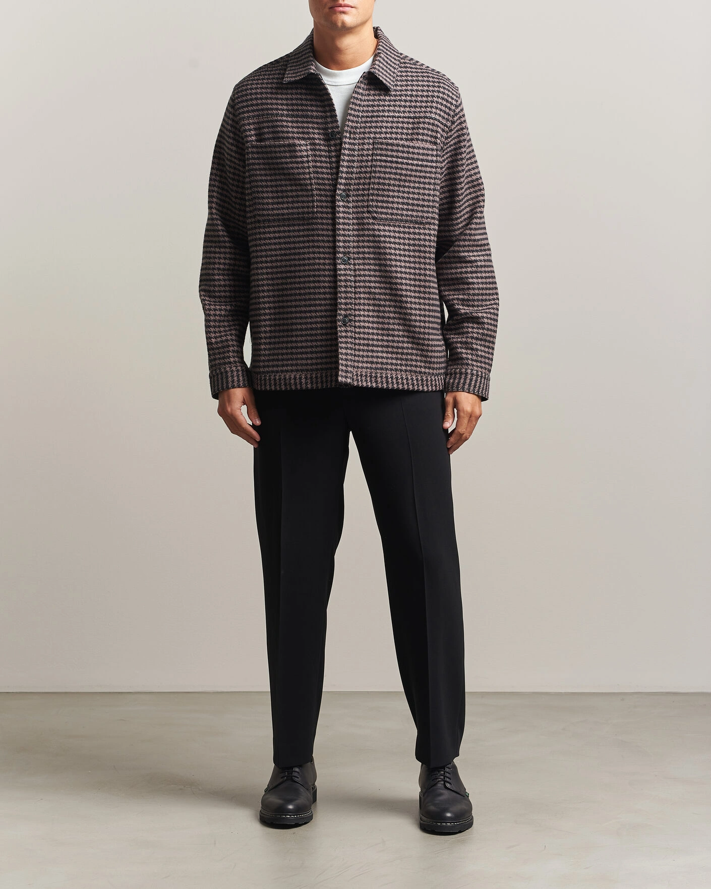 Herr | Skjortor | HUGO | Eniri Houndstooth Overshirt Copper Brown