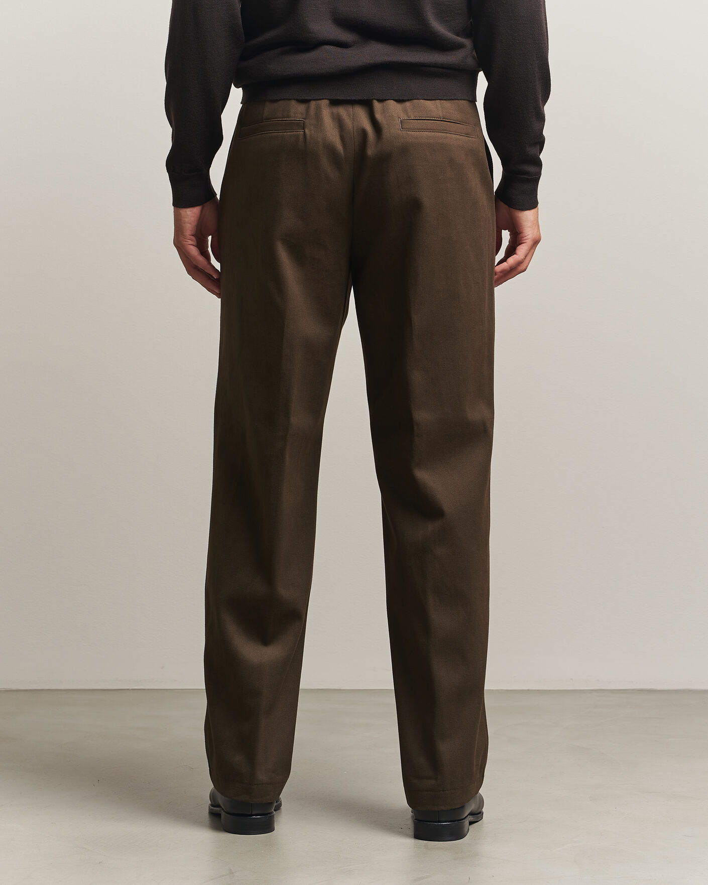 Herr | Byxor | BOSS CAMEL | Pave Brushed Cotton Pleated Trousers Open Green