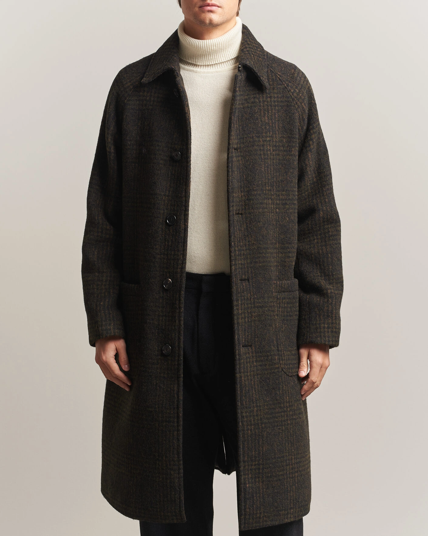 Herr | Jackor | BOSS CAMEL | Cohn Wool Checked Coat Open Green