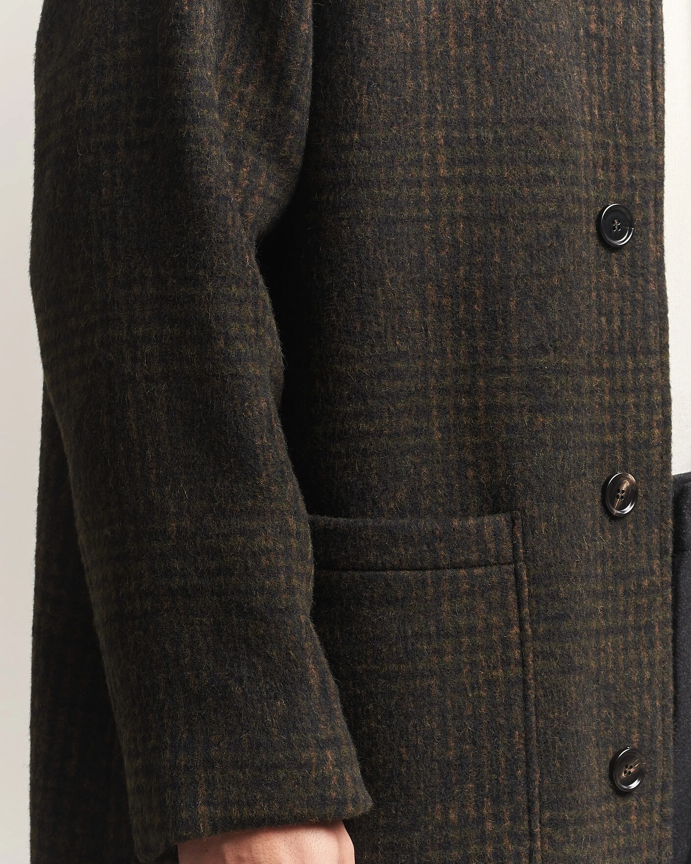 Herr | Jackor | BOSS CAMEL | Cohn Wool Checked Coat Open Green
