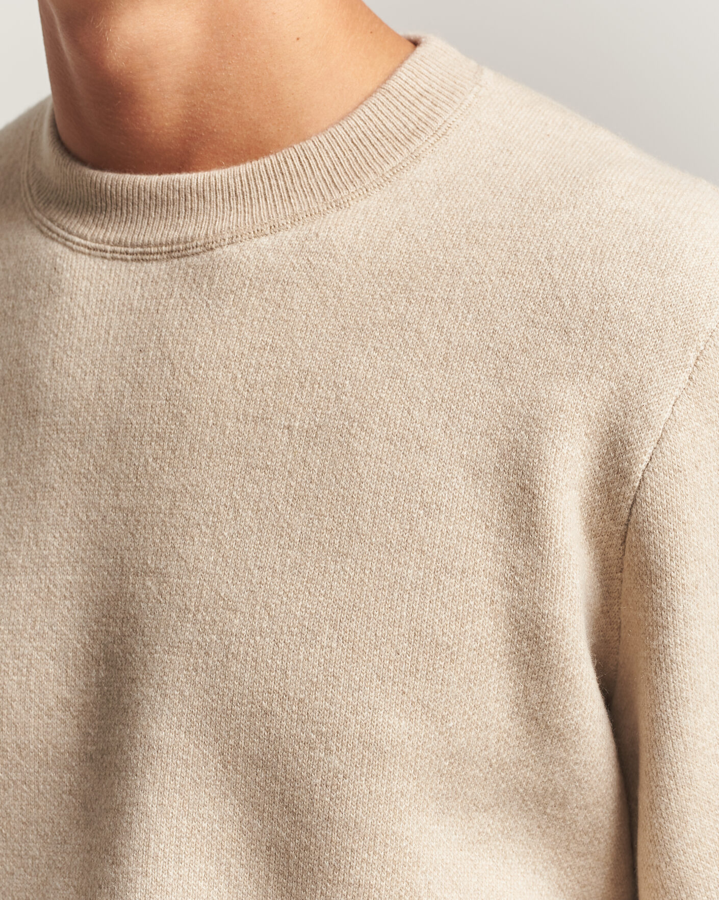 Herr | Tröjor | BOSS CAMEL | Farrison Wool Knitted Sweater Light Beige