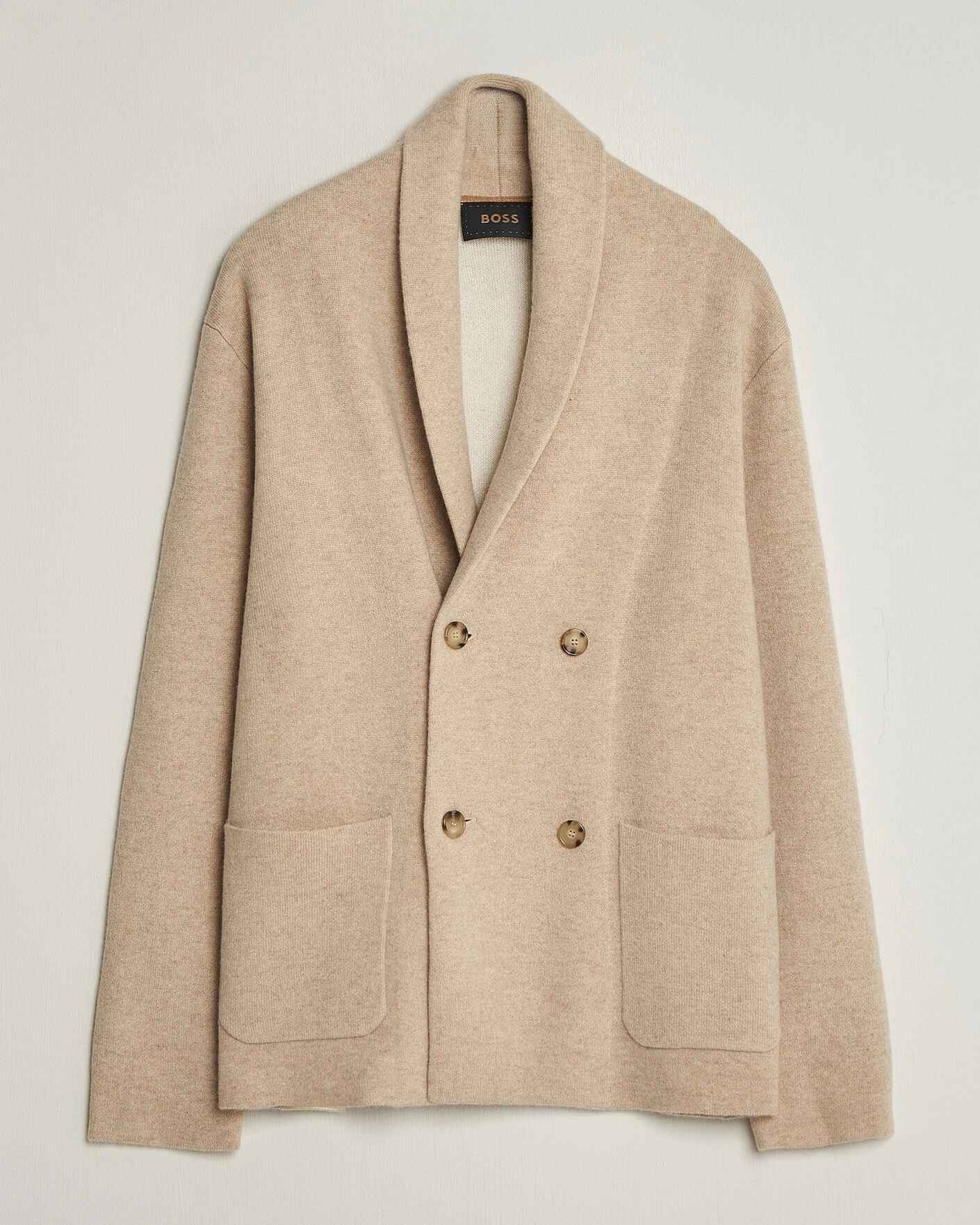 Herr | Tröjor | BOSS CAMEL | Fenturo Wool Knitted Cardigan Light Beige