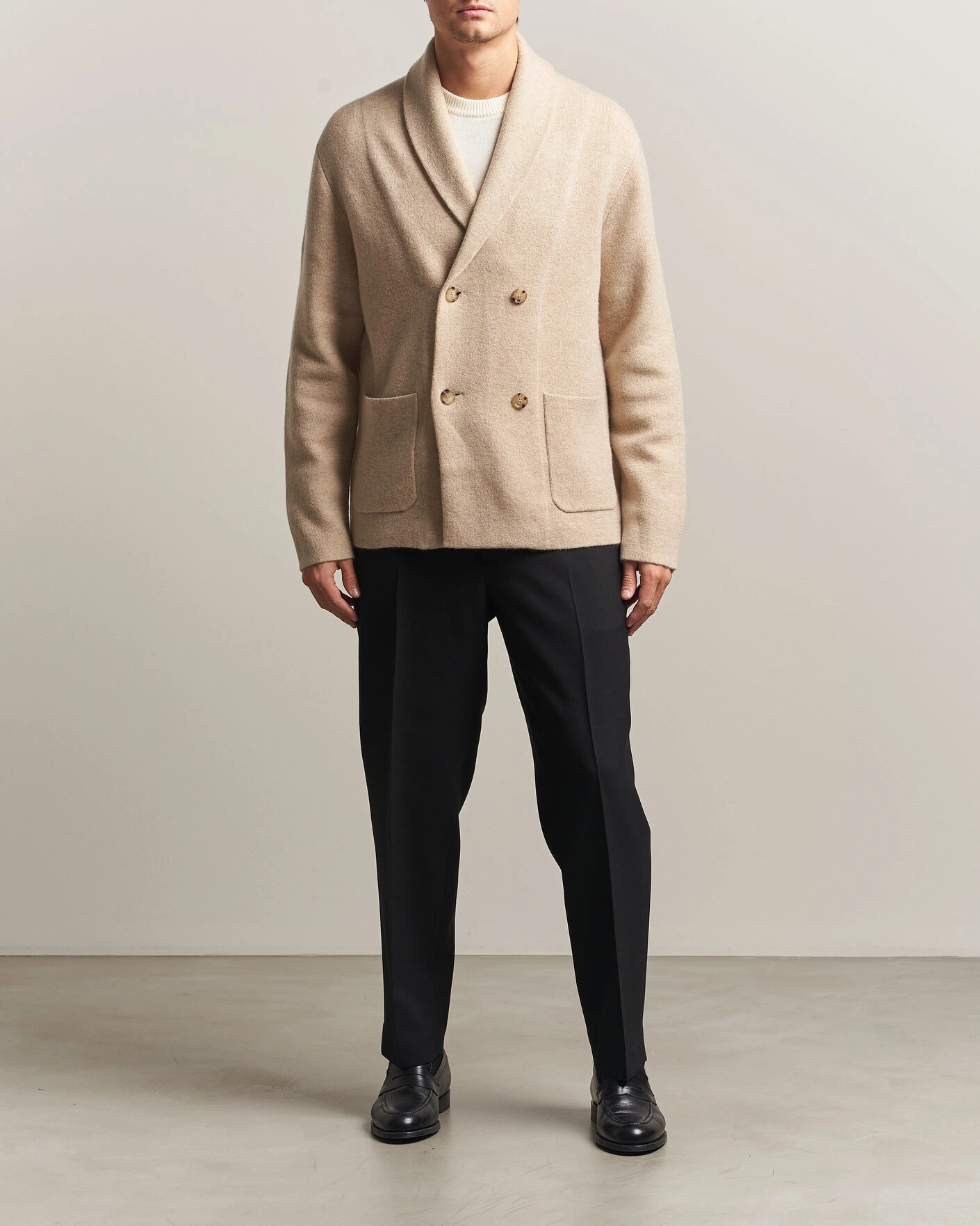 Herr | Tröjor | BOSS CAMEL | Fenturo Wool Knitted Cardigan Light Beige