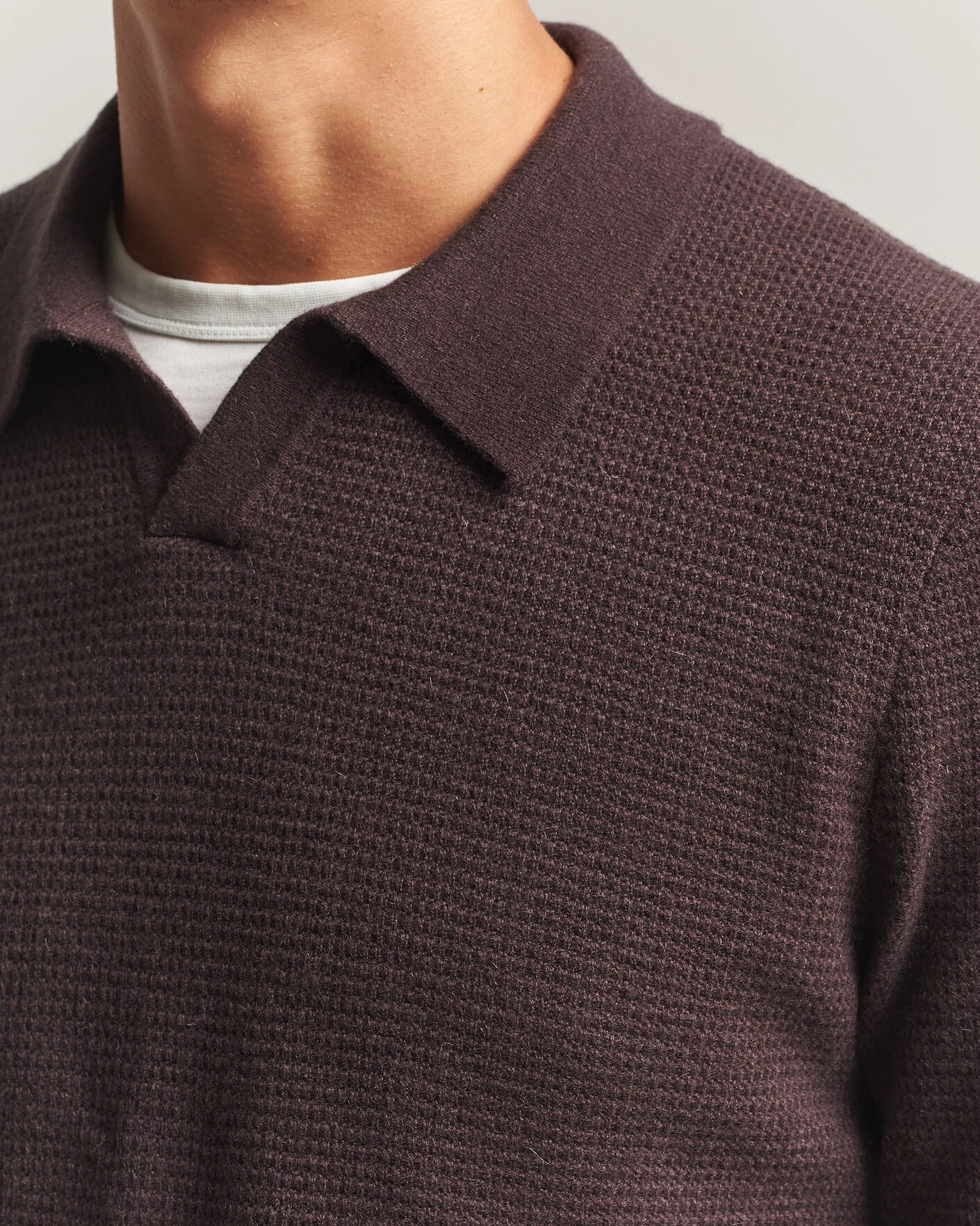 Herr | Tröjor | BOSS CAMEL | Filo Cashmere Knitted Polo Open Brown
