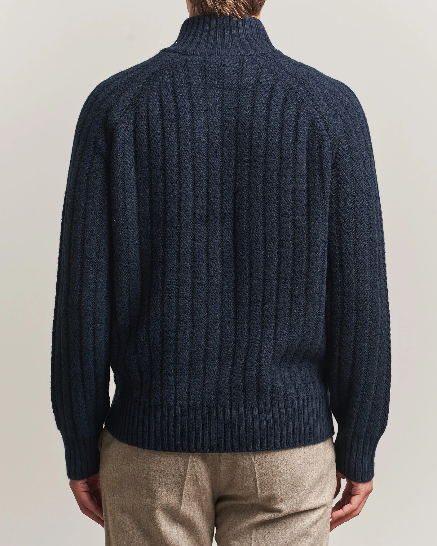 Herr | Tröjor | BOSS CAMEL | Filane Cashmere Knitted Full Zip Dark Blue