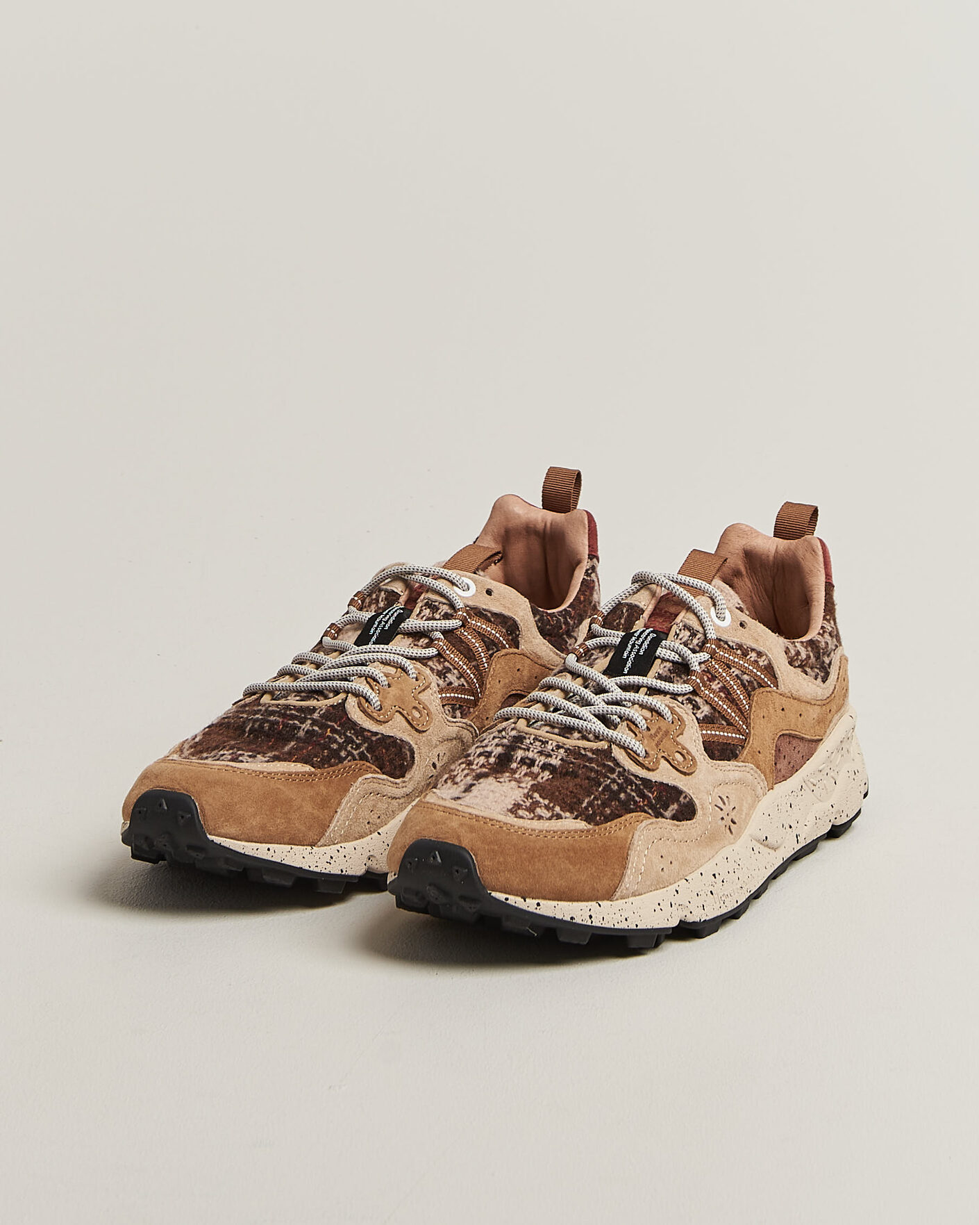 Herr | Sneakers | Flower Mountain | Yamano 3 Suede/Wool Check Sneaker Brown