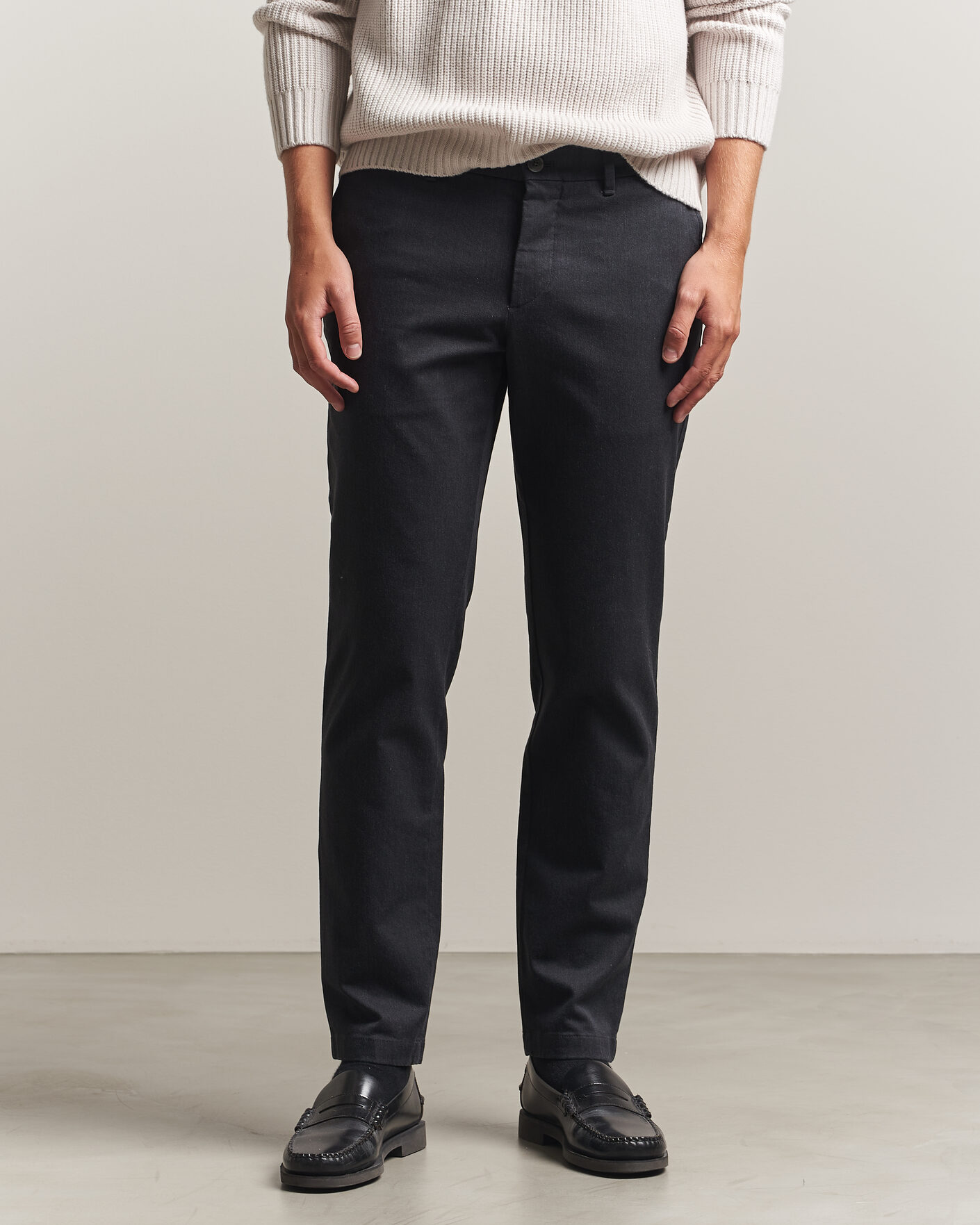 Herr | Byxor | J.Lindeberg | Chase Stretch Flannel Trousers Dark Grey