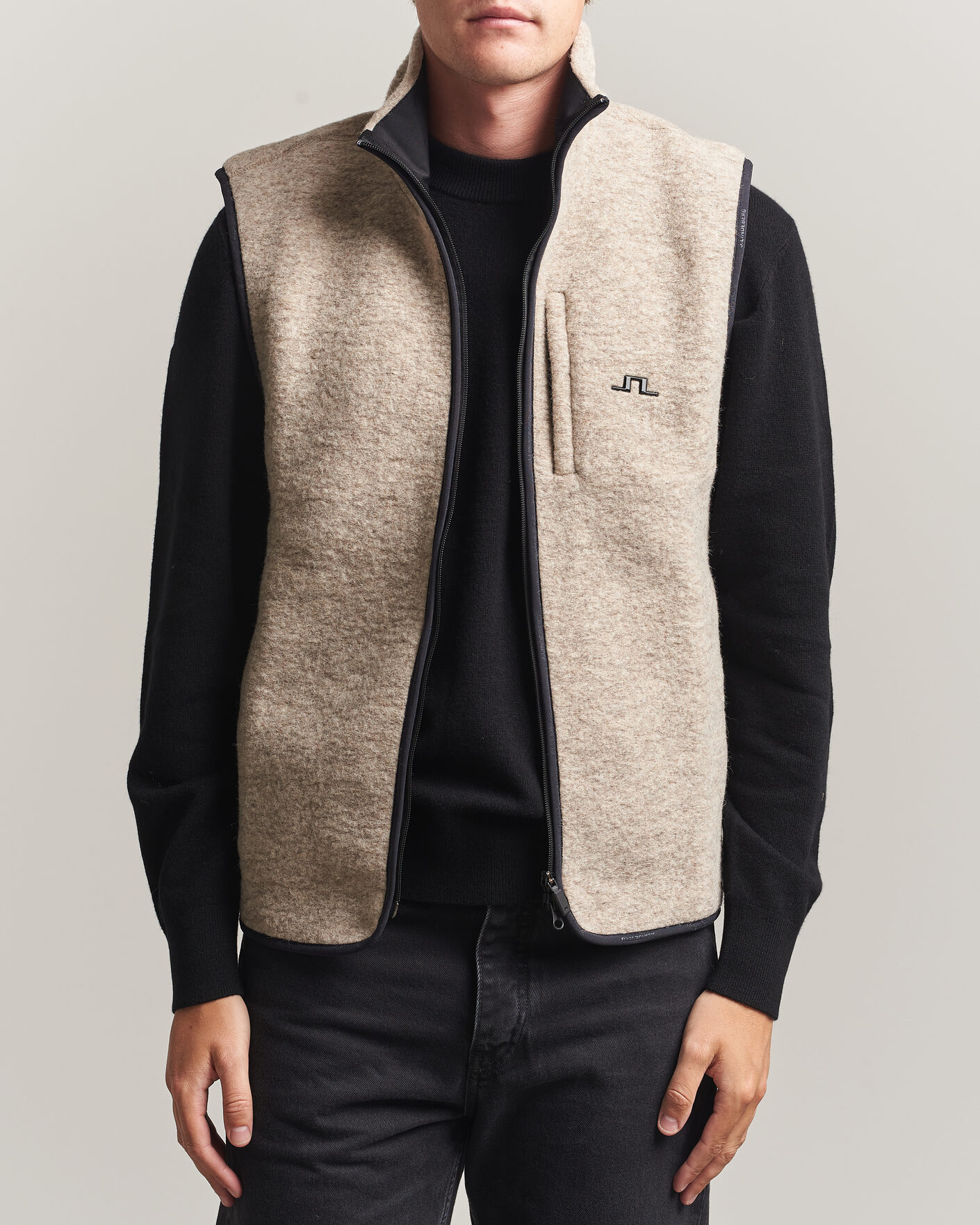 Herr | Västar | J.Lindeberg | Duncan Wool Fleece Vest Moonbeam