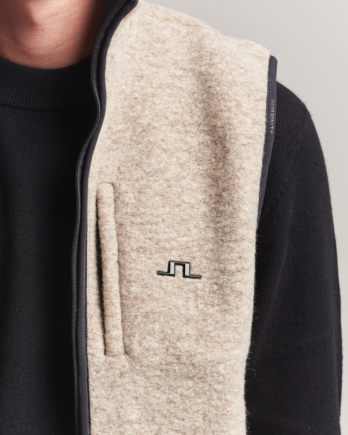 Herr | Västar | J.Lindeberg | Duncan Wool Fleece Vest Moonbeam