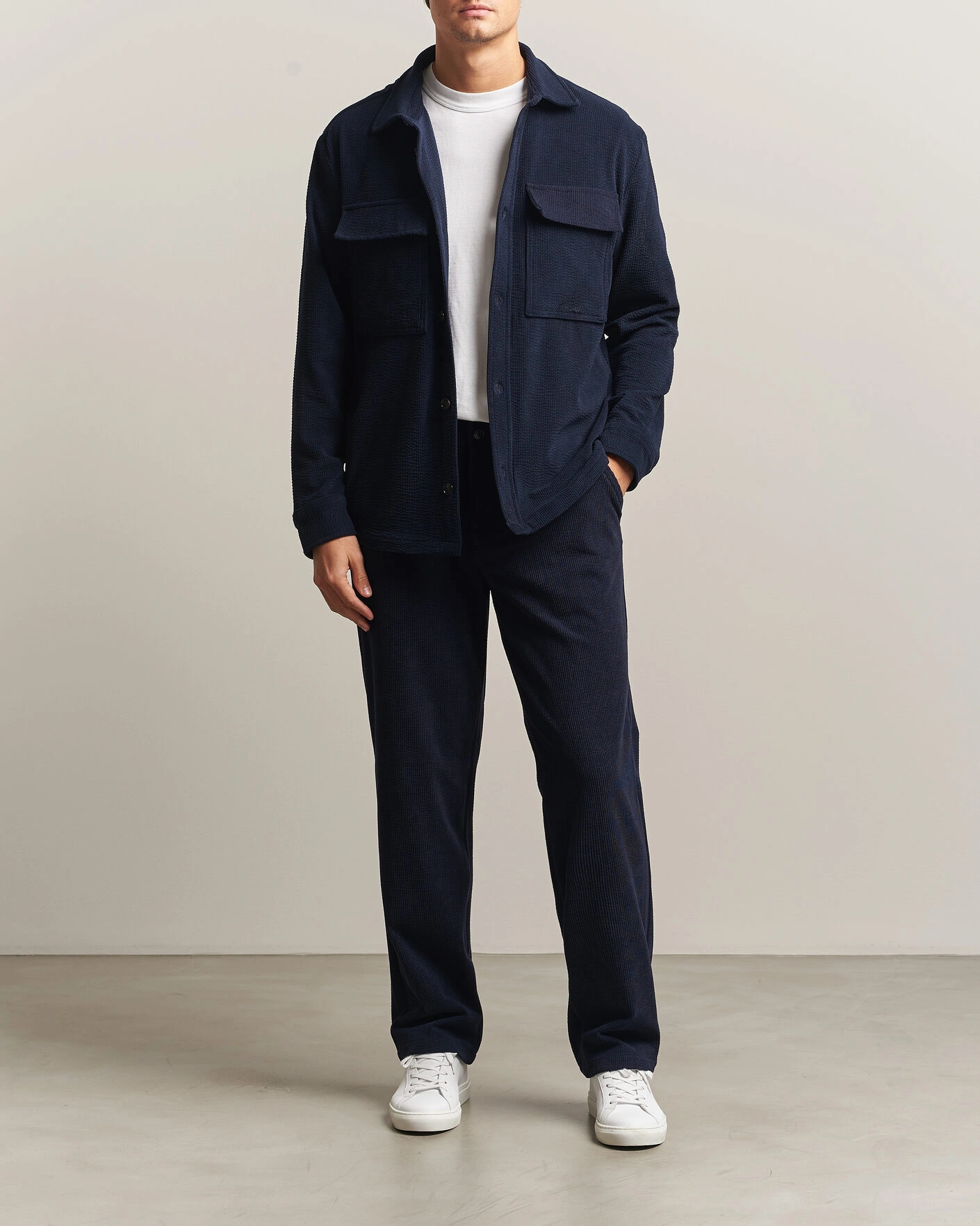Herr | Skjortor | J.Lindeberg | Finnigan Drape Cord Overshirt JL Navy