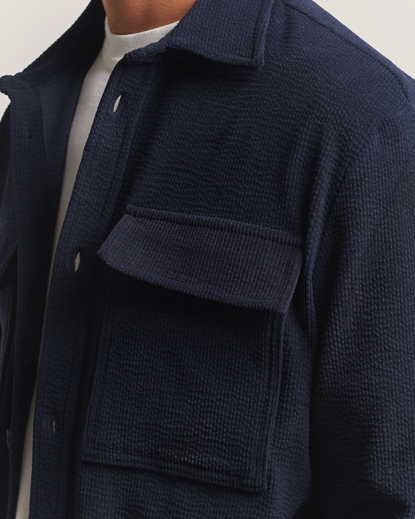 Herr | Skjortor | J.Lindeberg | Finnigan Drape Cord Overshirt JL Navy