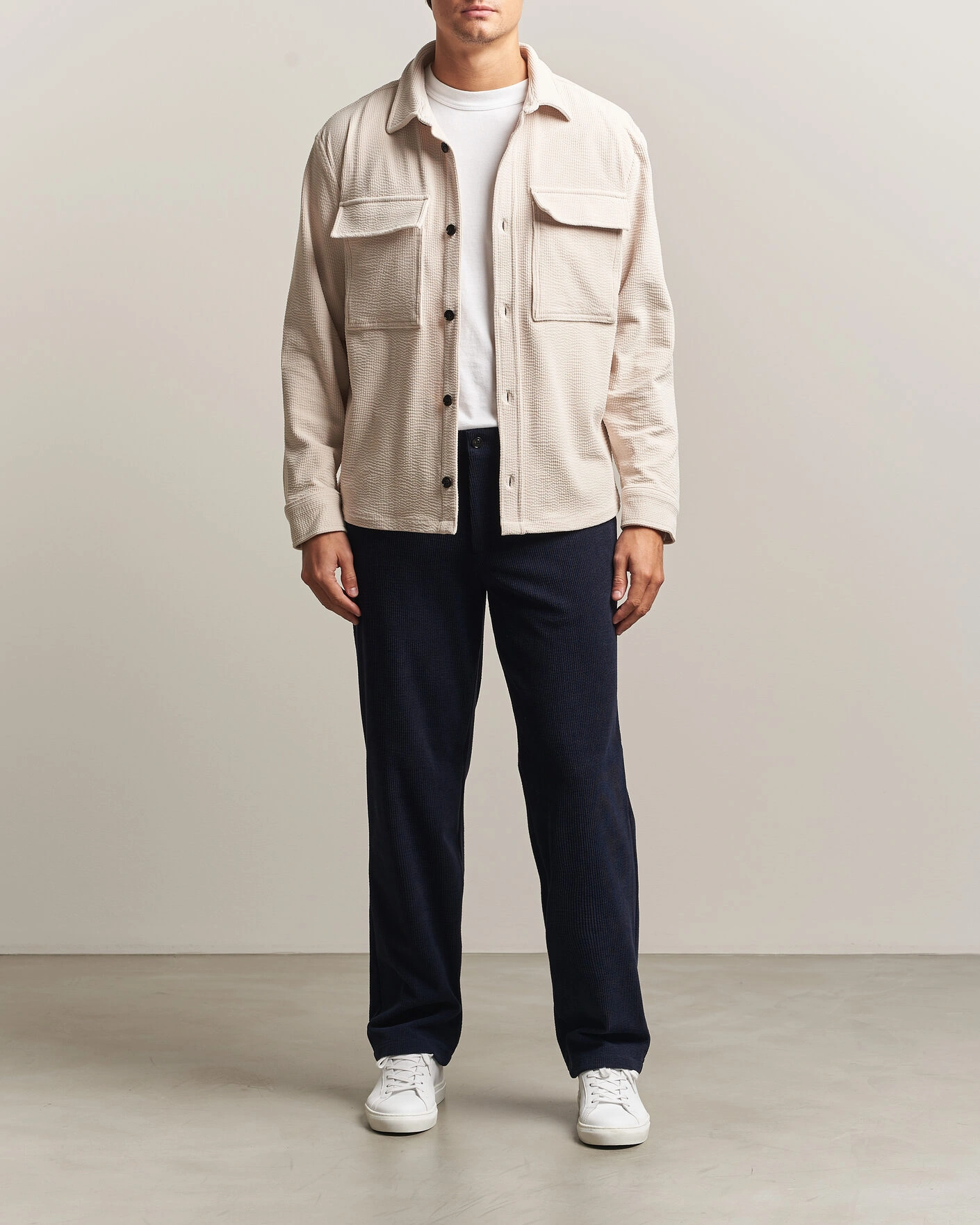 Herr | Skjortor | J.Lindeberg | Finnigan Drape Cord Overshirt Moonbeam