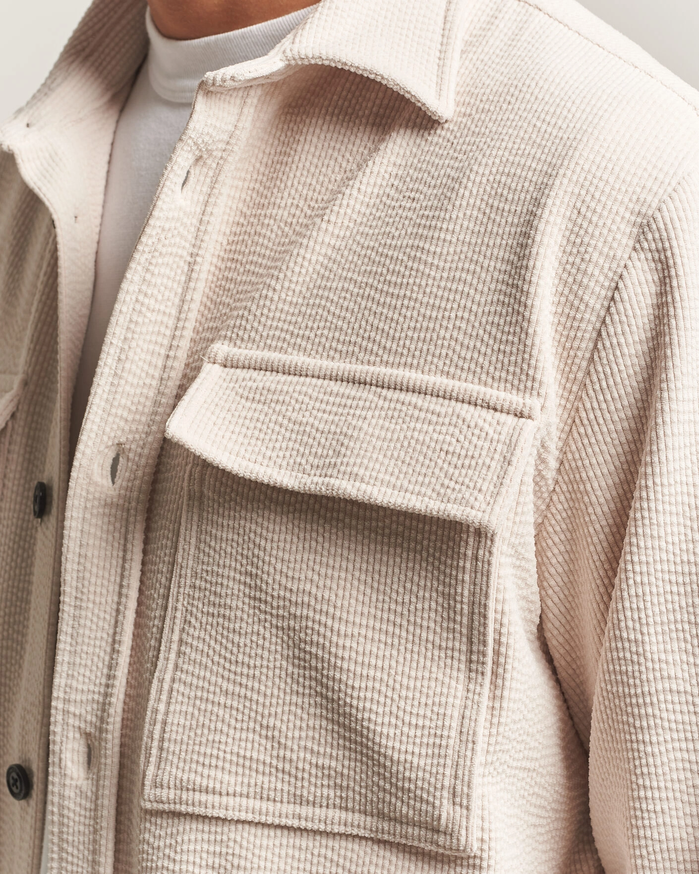 Herr | Skjortor | J.Lindeberg | Finnigan Drape Cord Overshirt Moonbeam