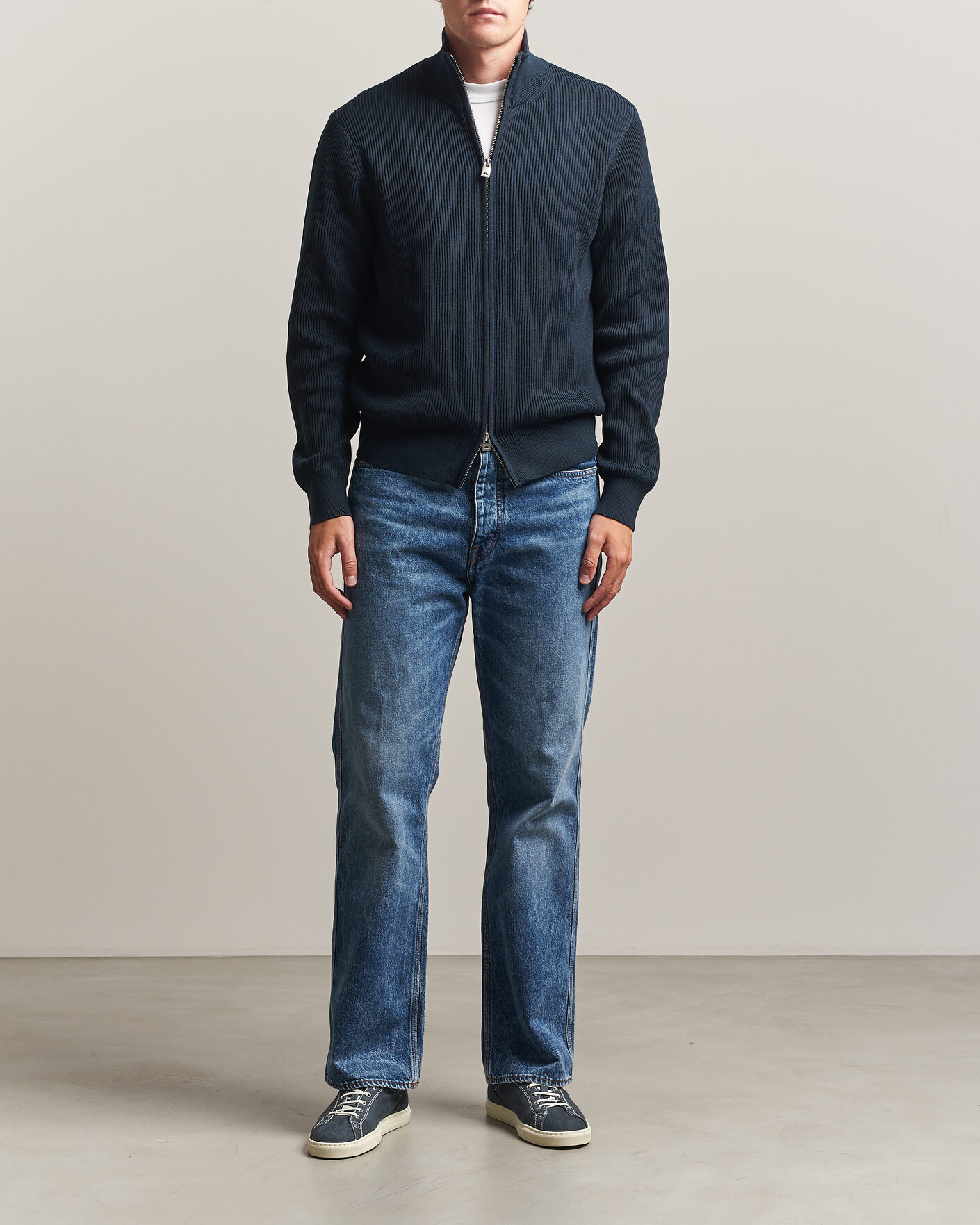 Herr | Tröjor | J.Lindeberg | Alexis Cotton Full Zip JL Navy