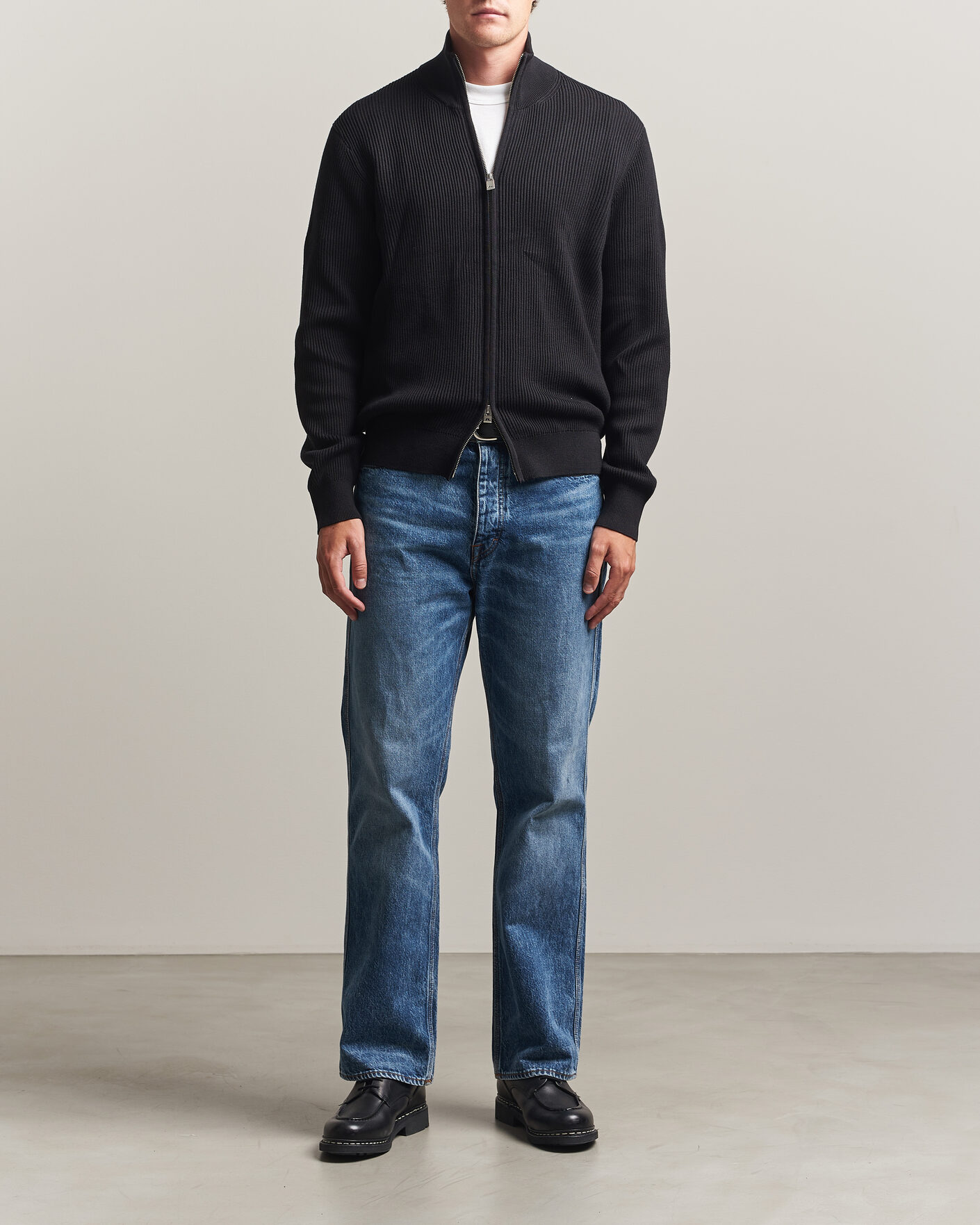 Herr | Tröjor | J.Lindeberg | Alexis Cotton Full Zip Black