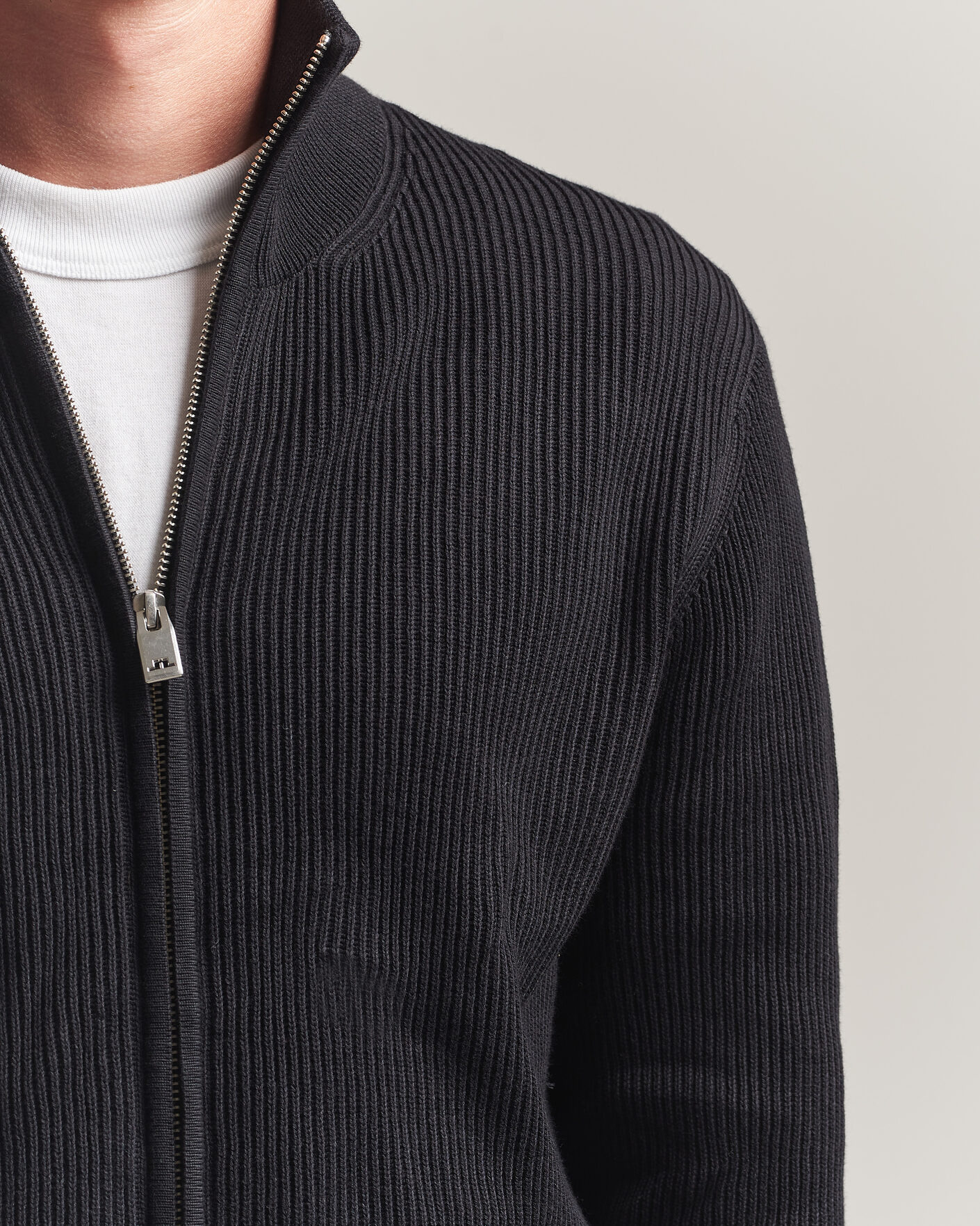 Herr | Tröjor | J.Lindeberg | Alexis Cotton Full Zip Black