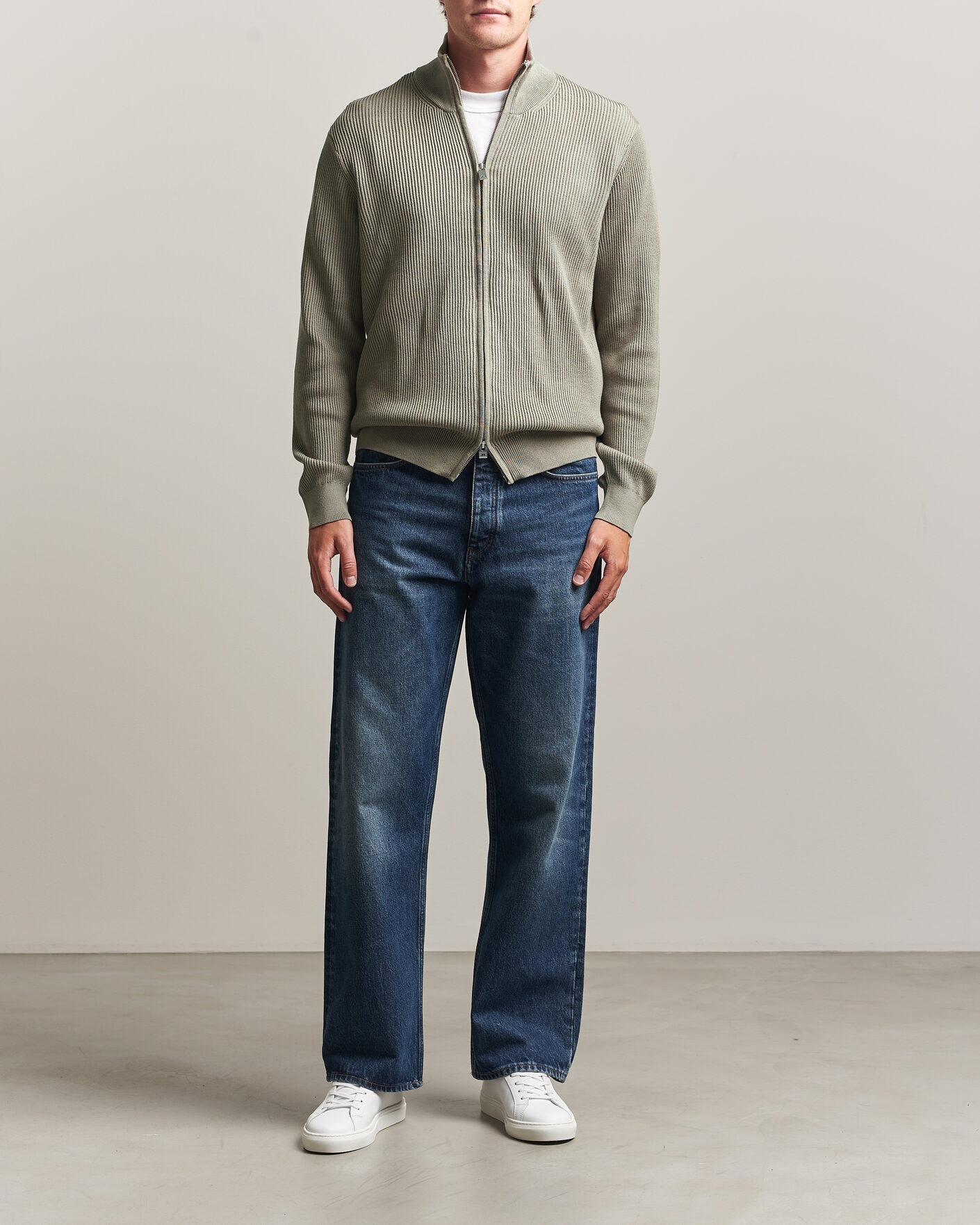 Herr | Tröjor | J.Lindeberg | Alexis Cotton Full Zip Brindle