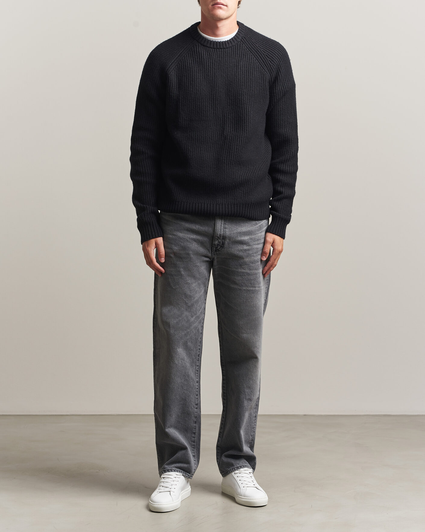 Herr | Tröjor | J.Lindeberg | Hallow Wool Blend Knitted Sweater Black