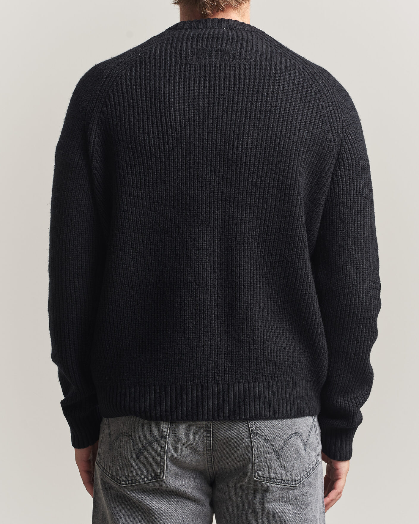 Herr | Tröjor | J.Lindeberg | Hallow Wool Blend Knitted Sweater Black
