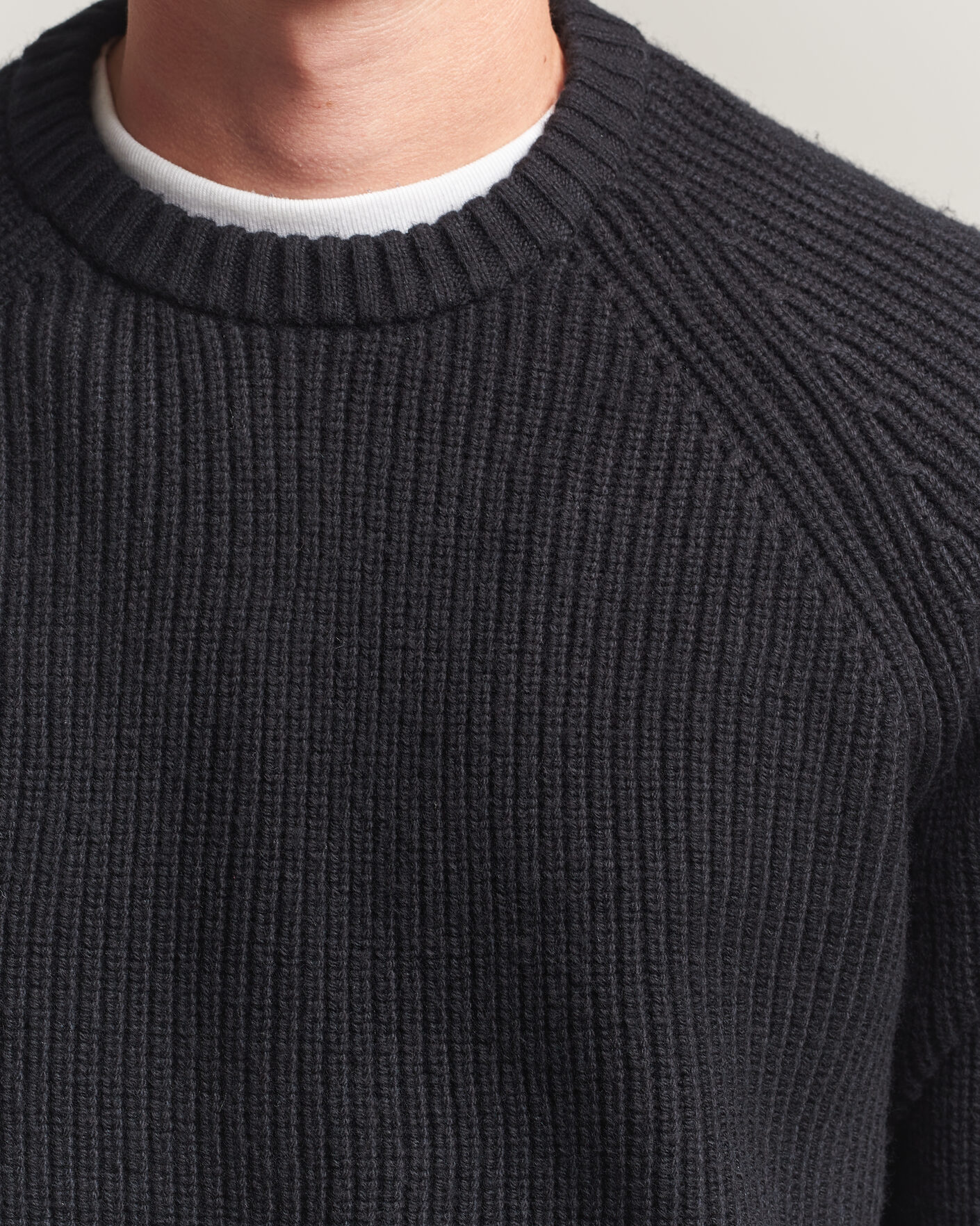 Herr | Tröjor | J.Lindeberg | Hallow Wool Blend Knitted Sweater Black