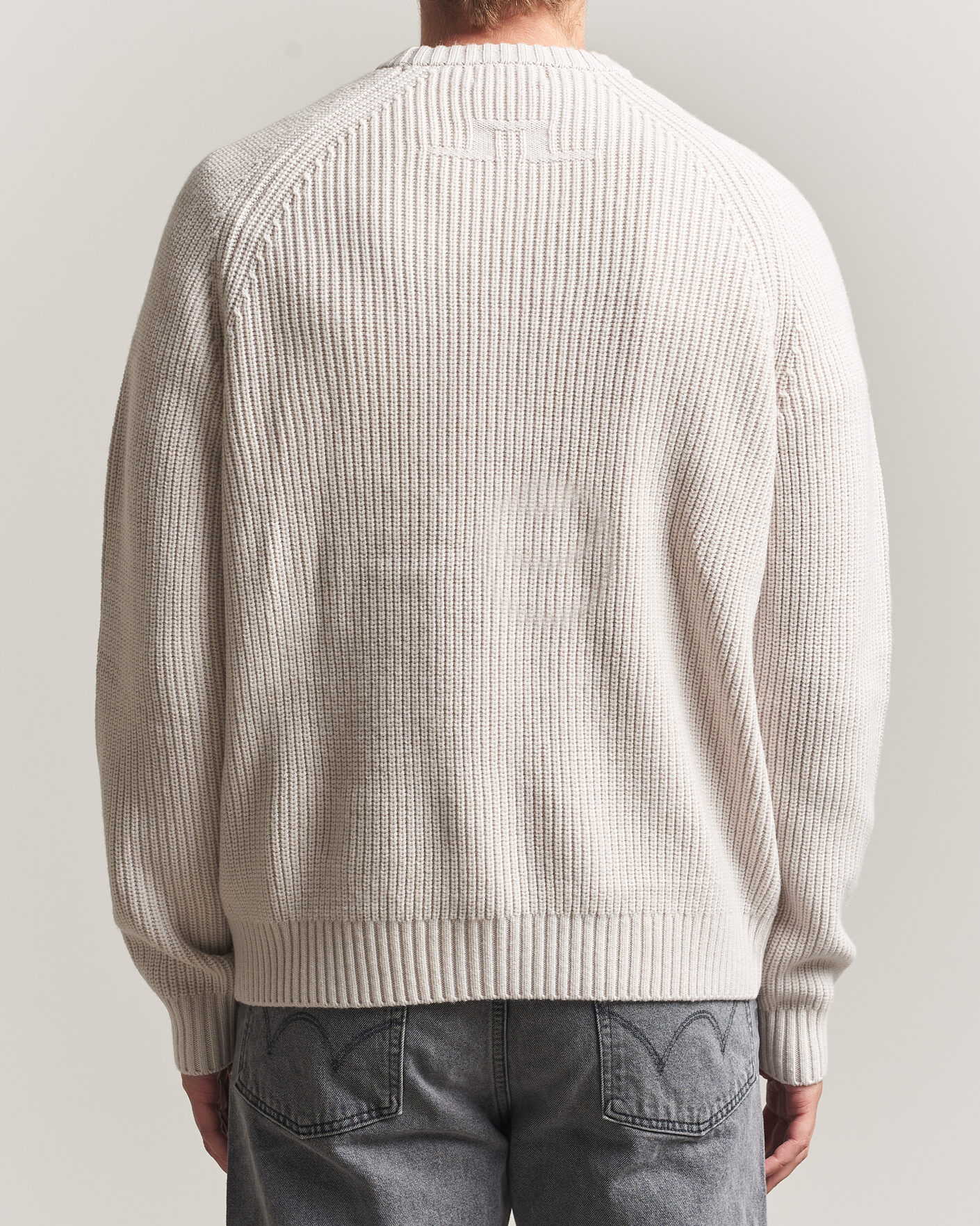 Herr | Tröjor | J.Lindeberg | Hallow Wool Blend Knitted Sweater Moonbeam