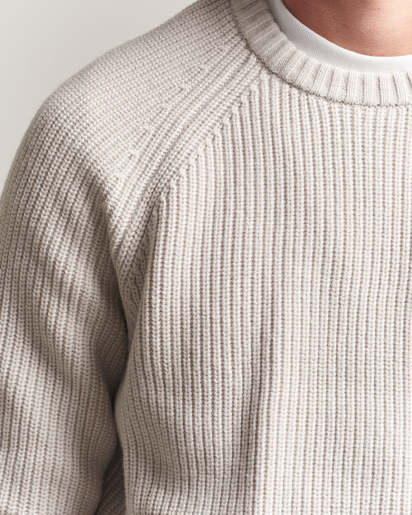 Herr | Tröjor | J.Lindeberg | Hallow Wool Blend Knitted Sweater Moonbeam